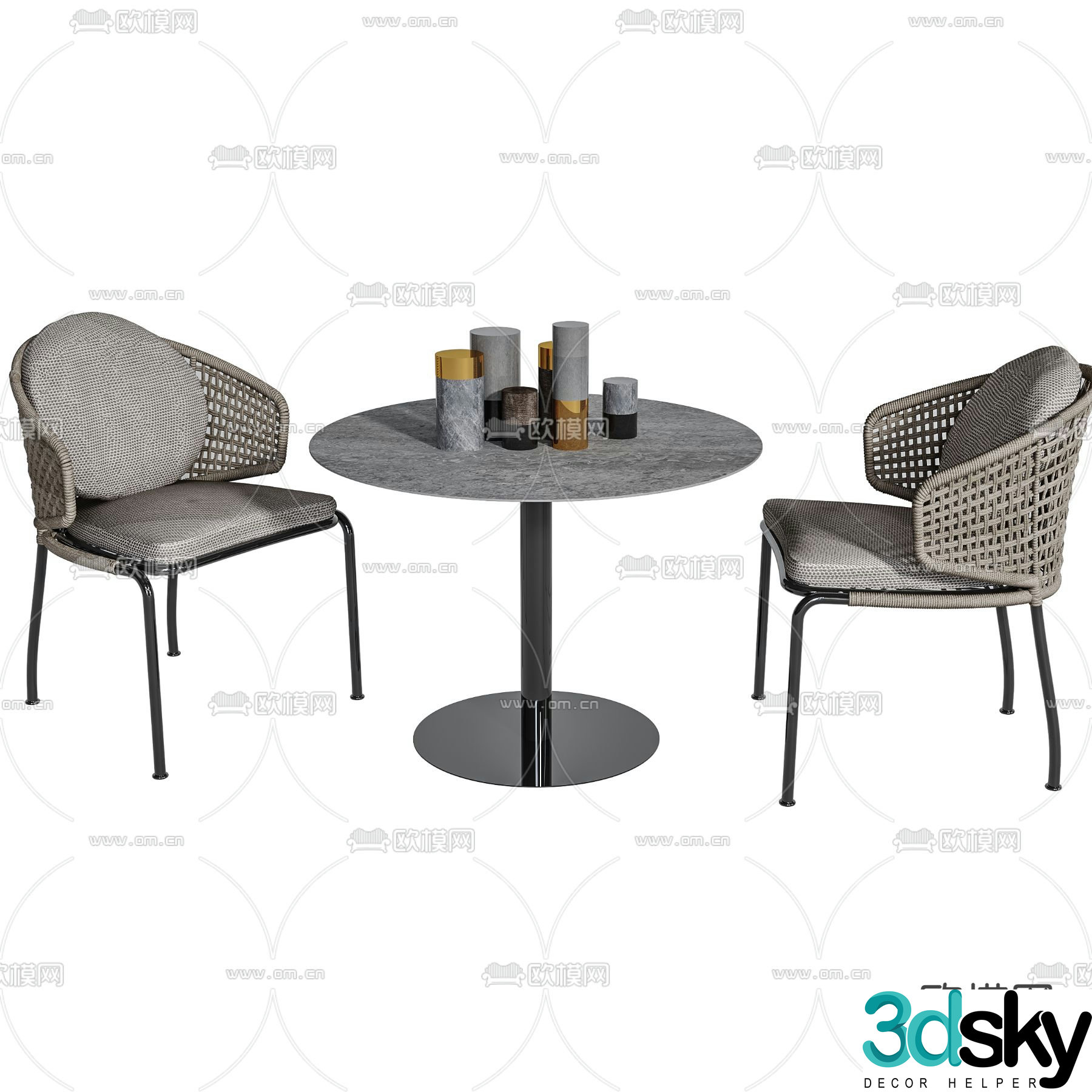 Rattan outdoor chair balcony chair leisure chair 3d model