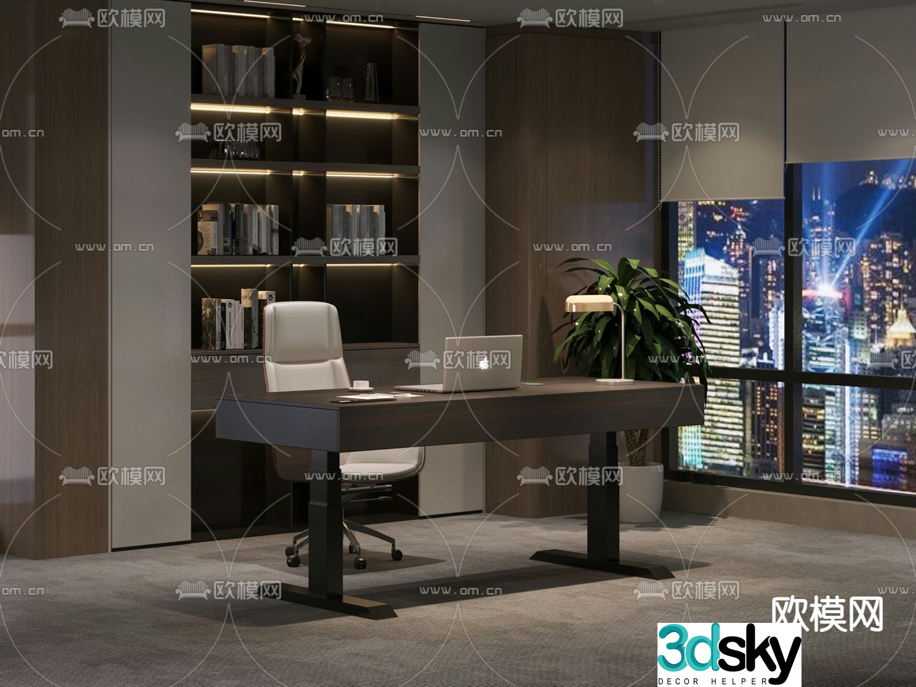 Modern office desk office desk boss desk 3d model