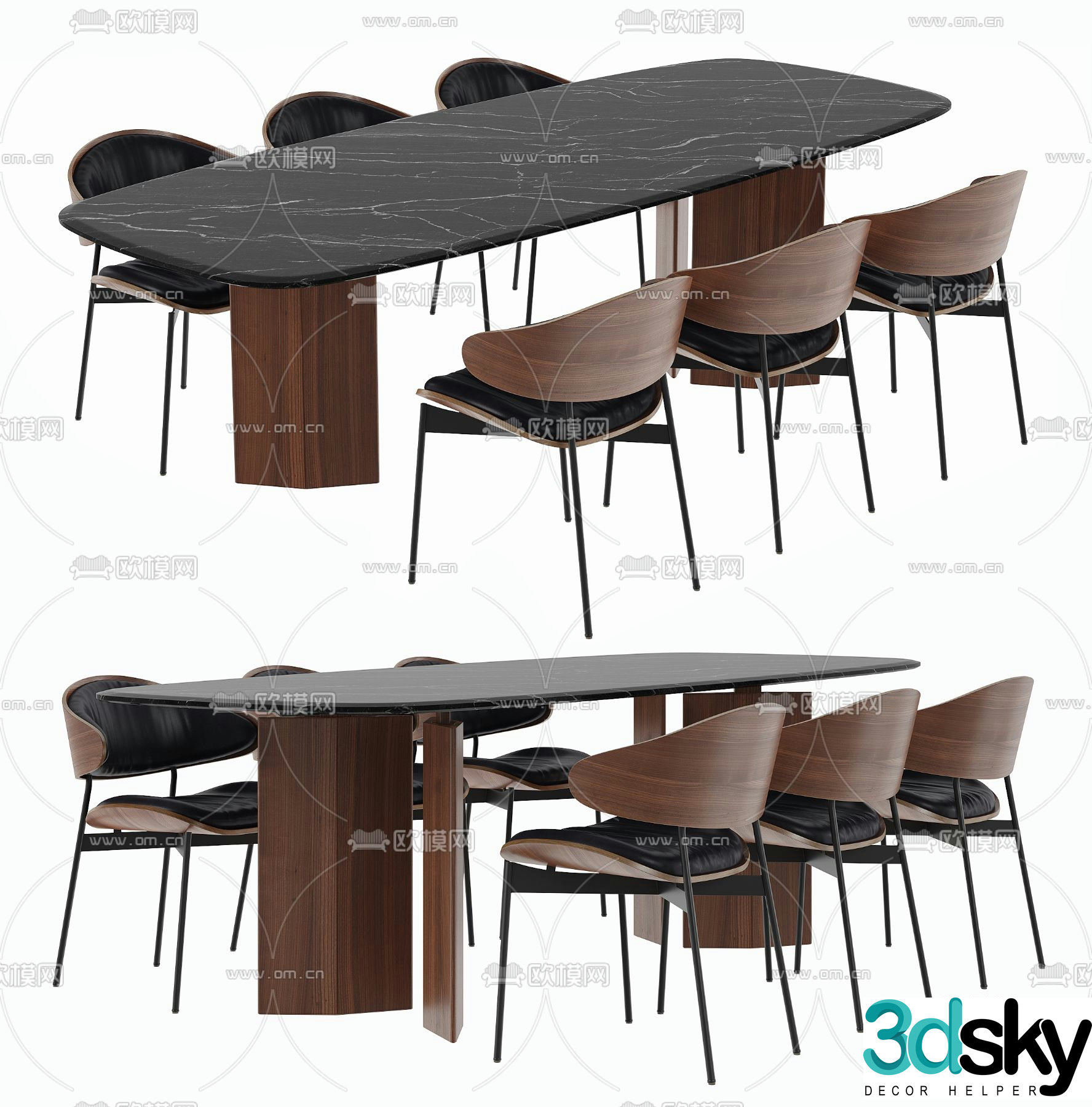 Bar dining table and chairs slate dining table 3d model