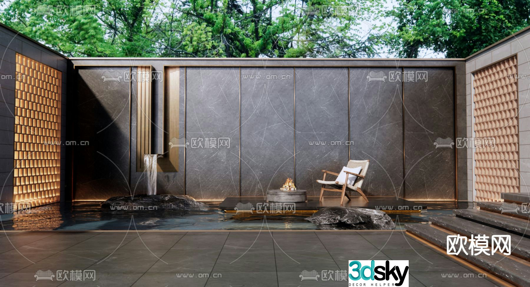 fountain pool sketch 3d model
