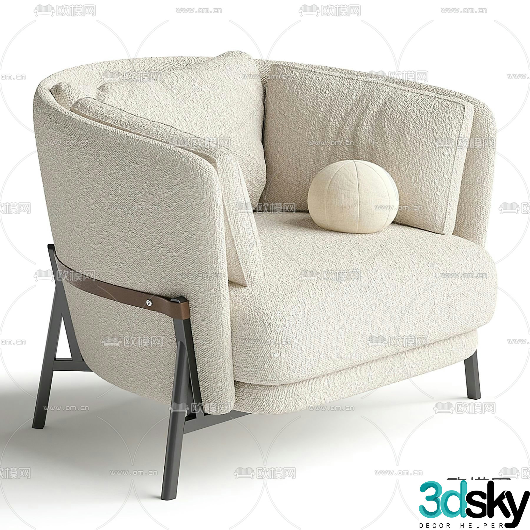 Cream style sofa chair leisure chair 3d model