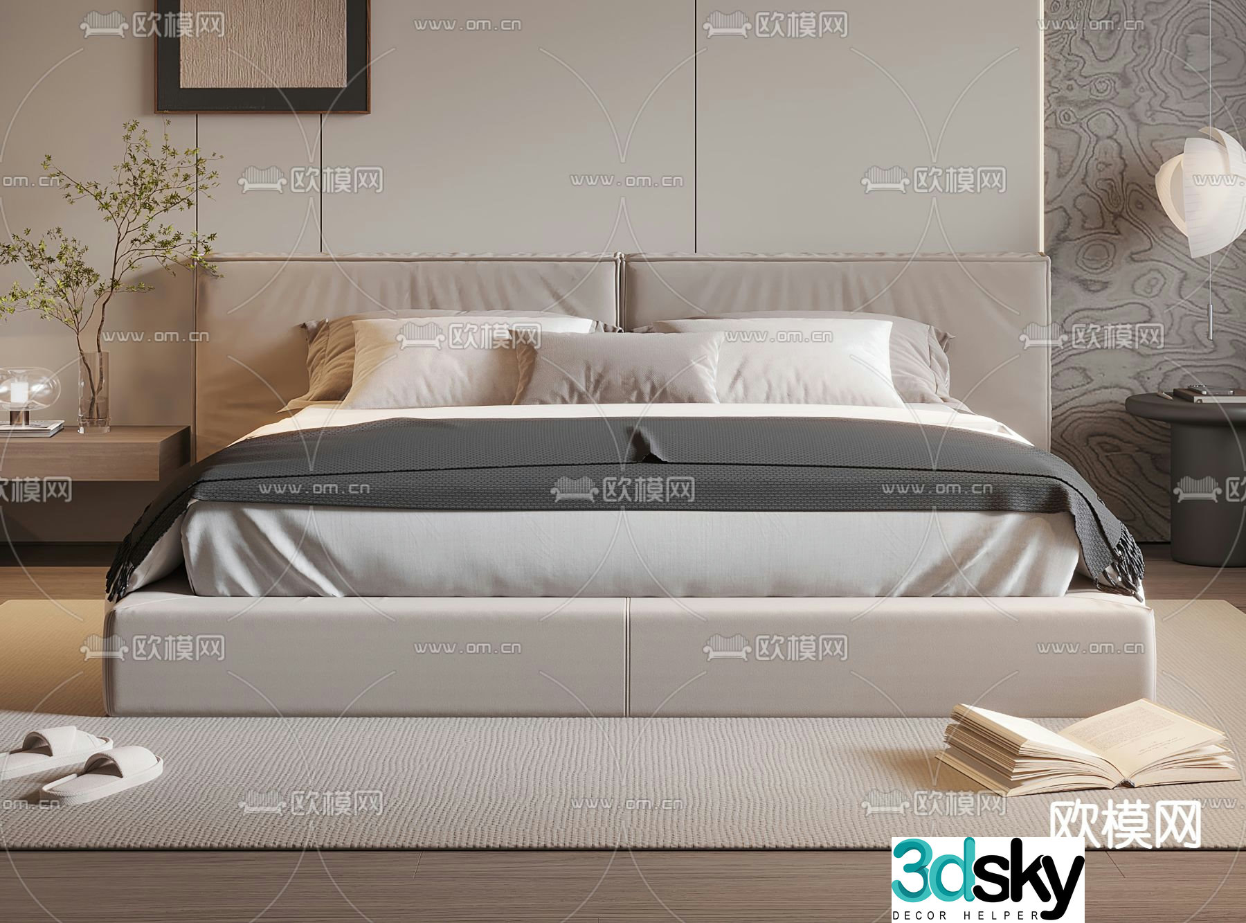 Modern double bed 3d model