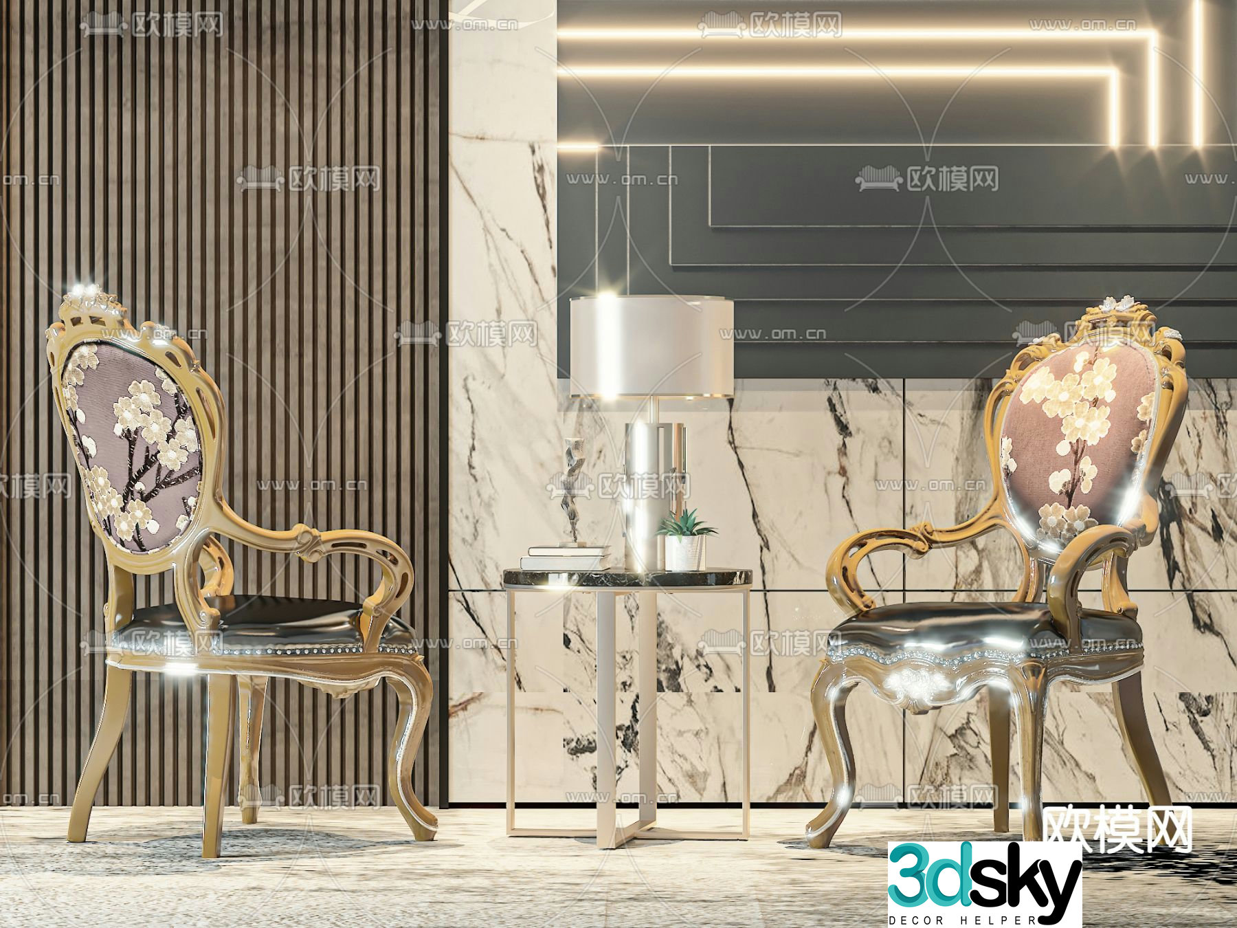 French chair lounge chair 3d model
