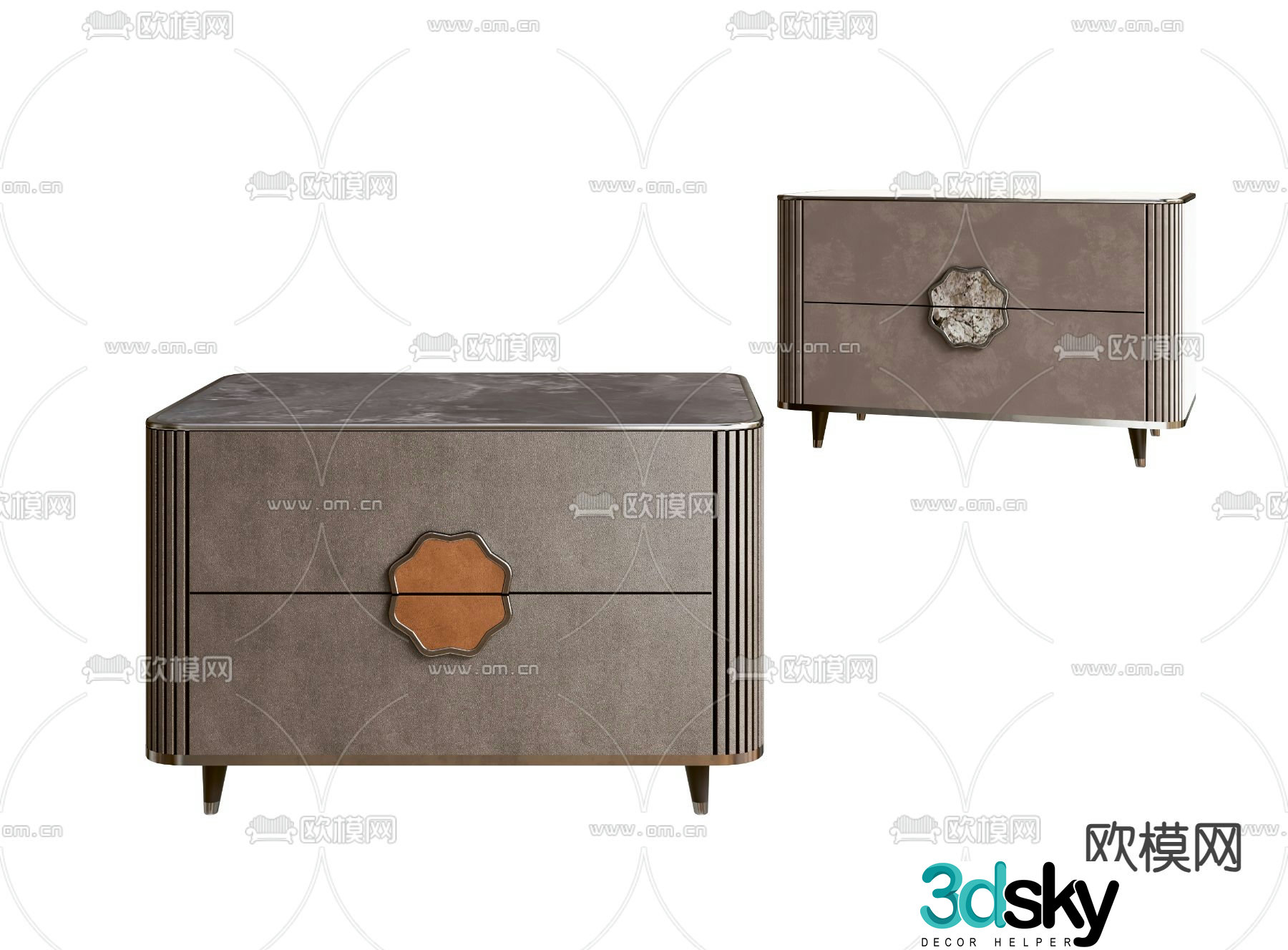 Light luxury bedside table 3D model