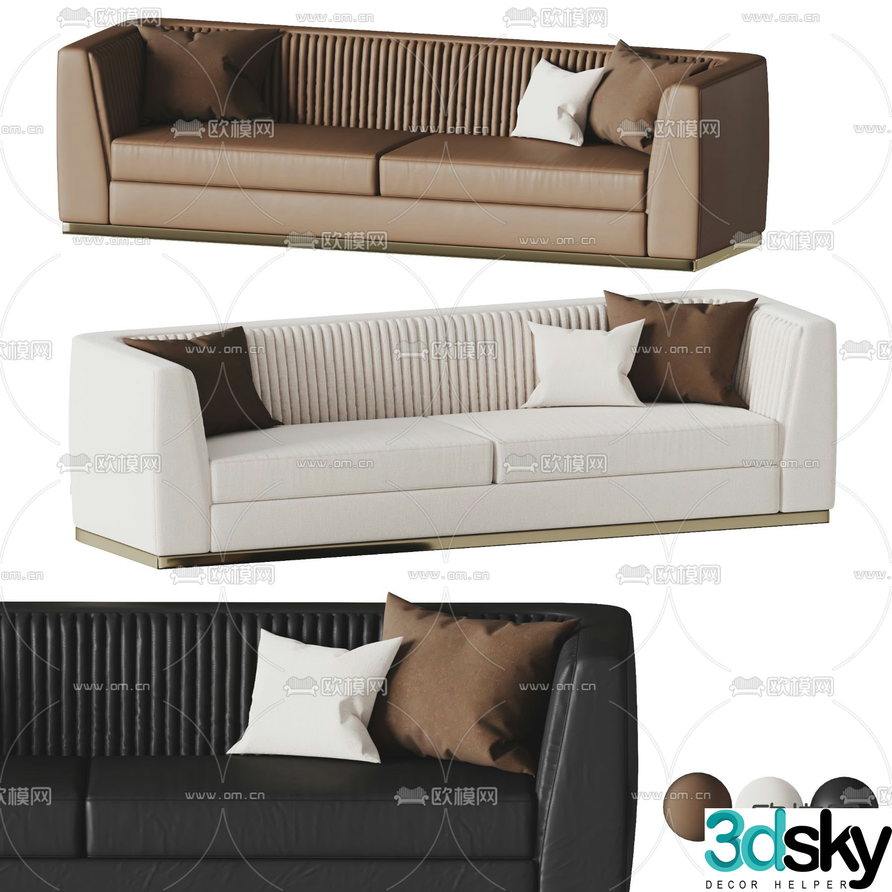 Double sofa upholstered sofa 3d model