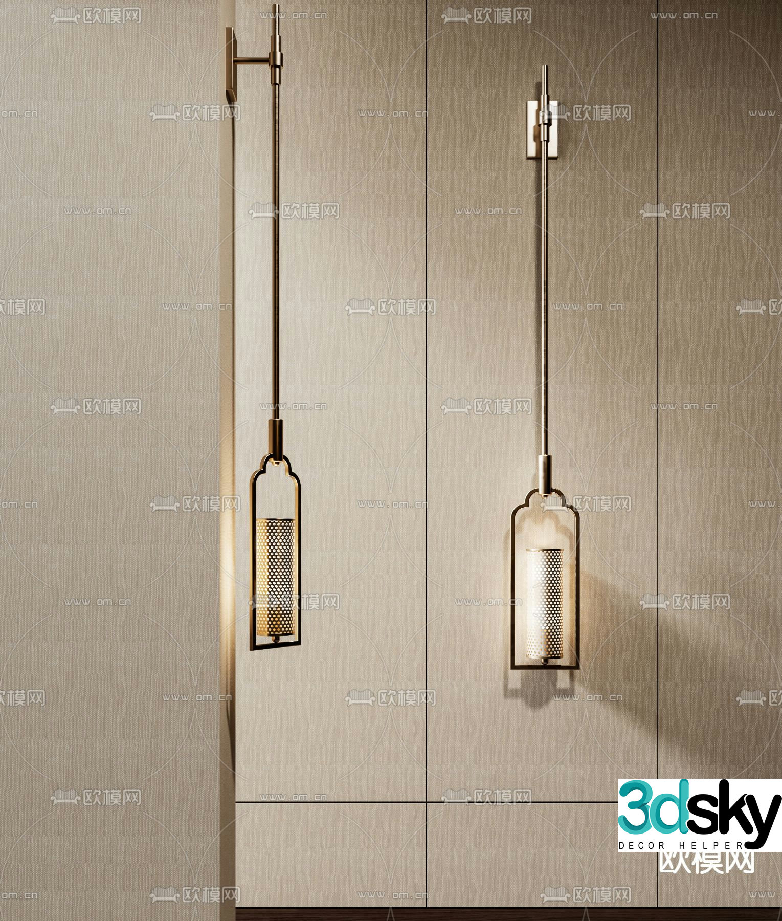New Chinese style wall lamp 3d model