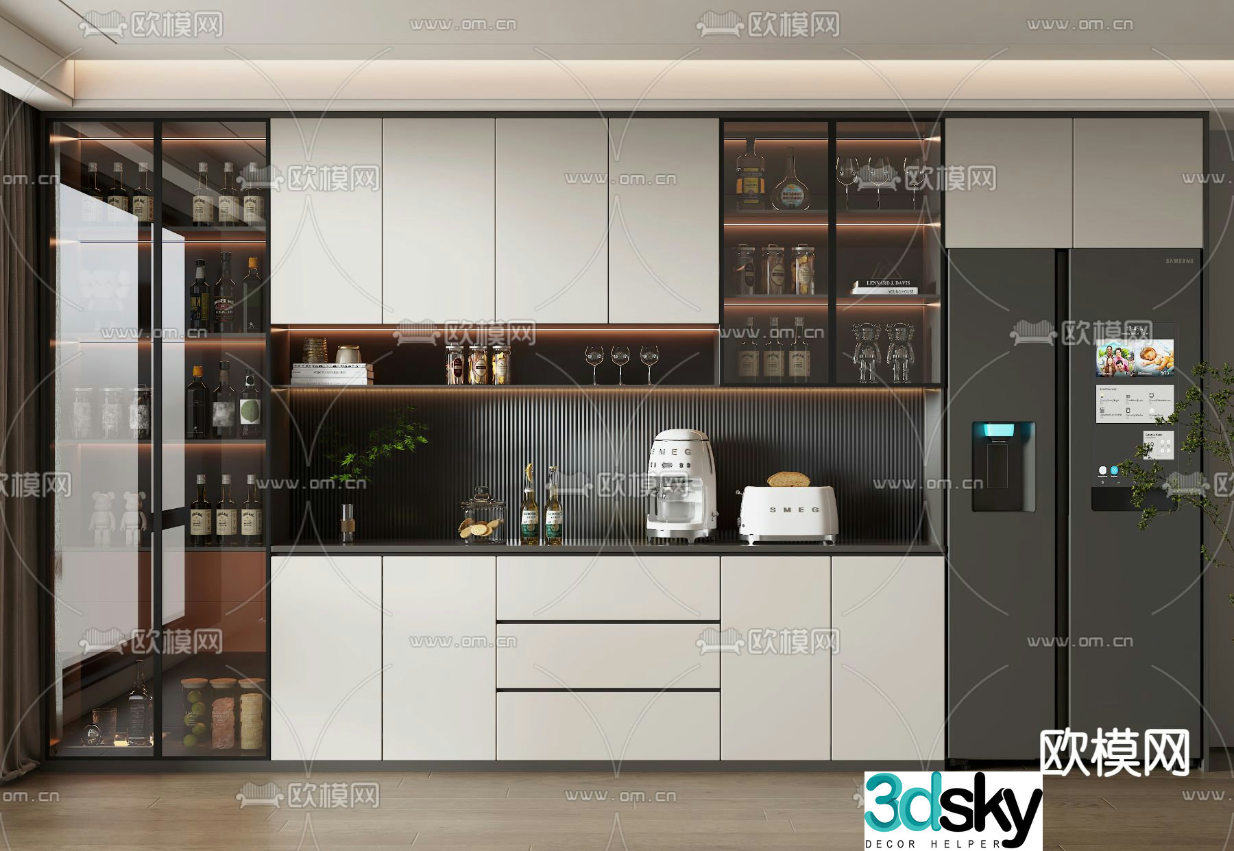 Modern wine cabinet sideboard 3d model