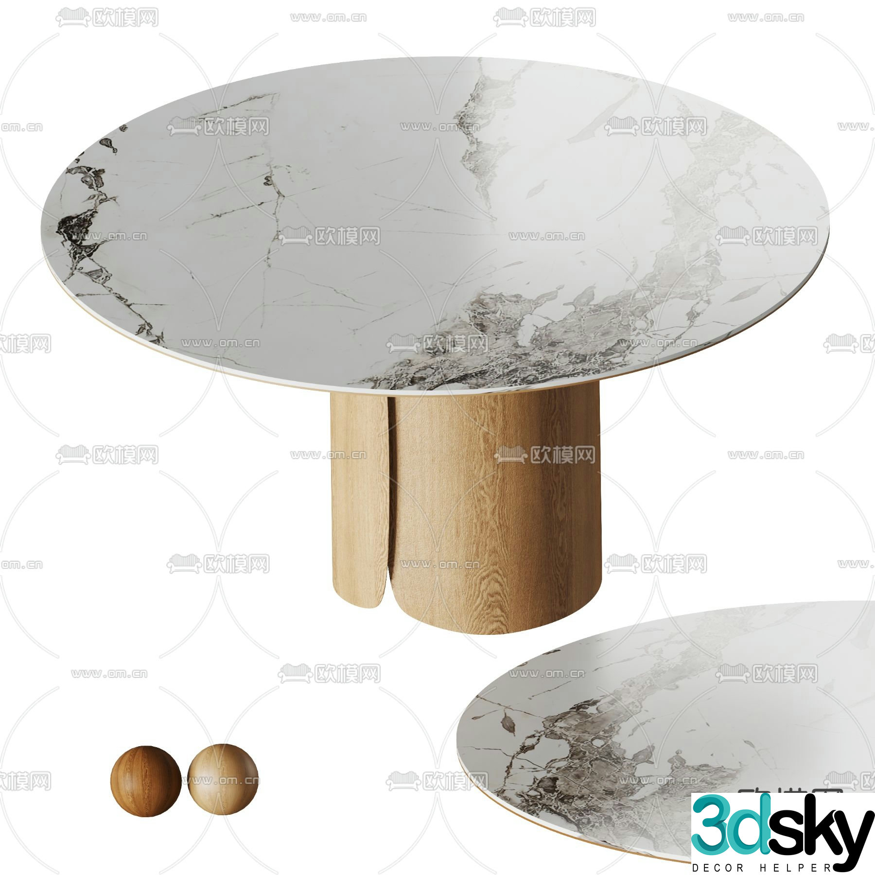 Marble dining table 3d model