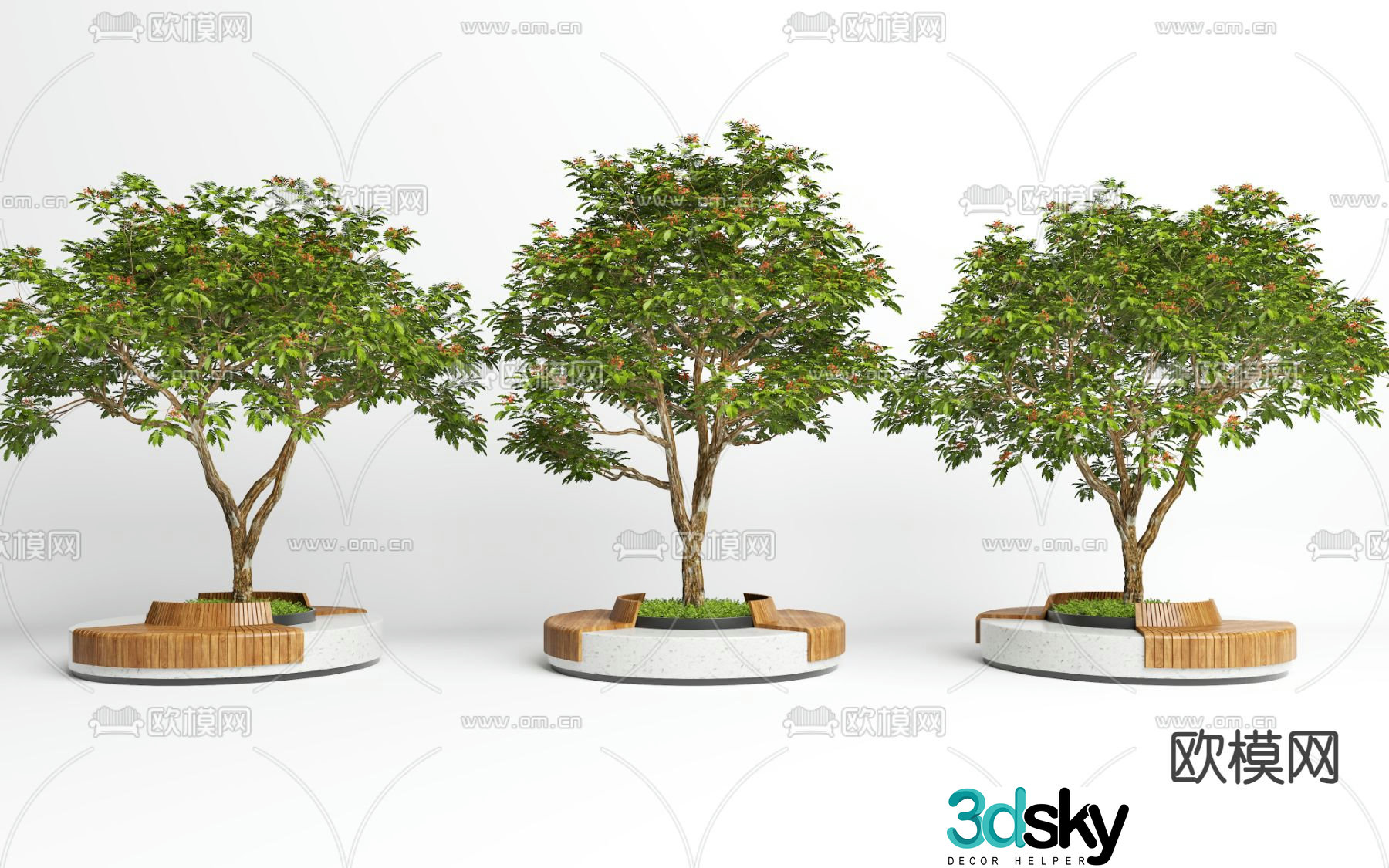 Outdoor chair tree pool chair park chair public chair 3d model