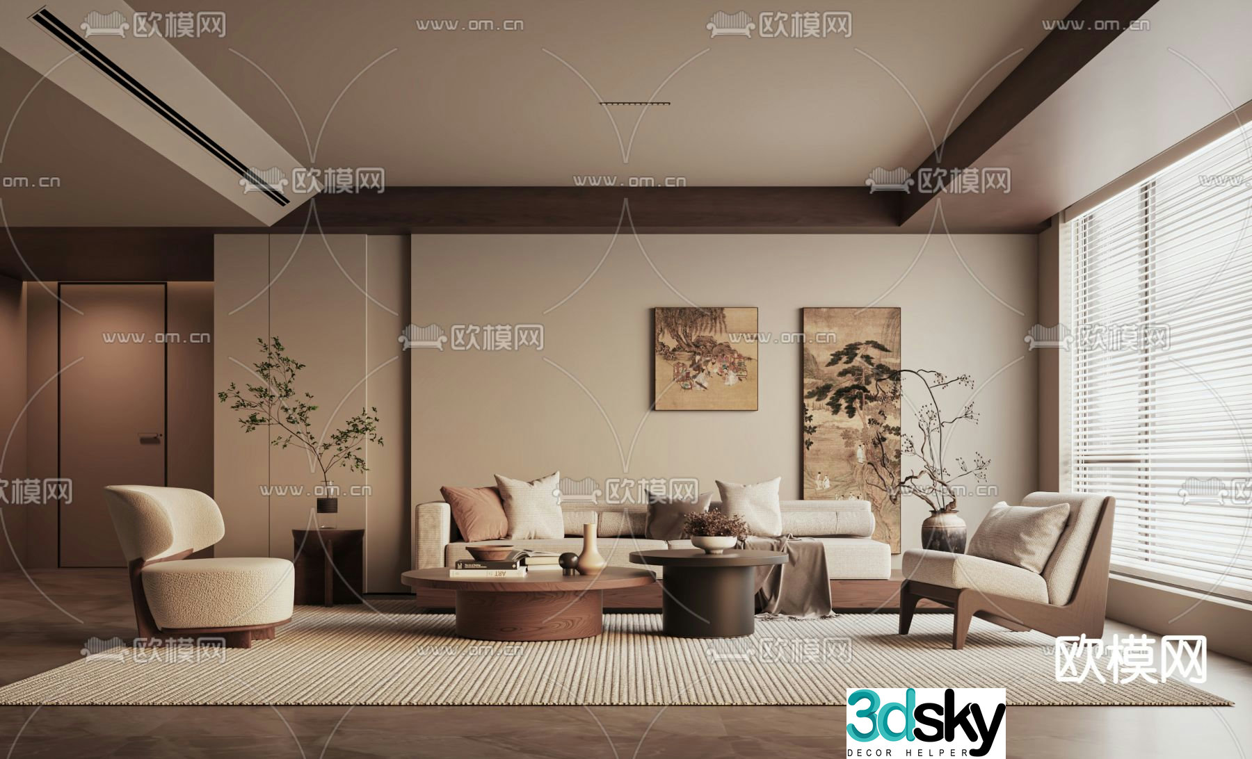 Middle-aged living room 3d model