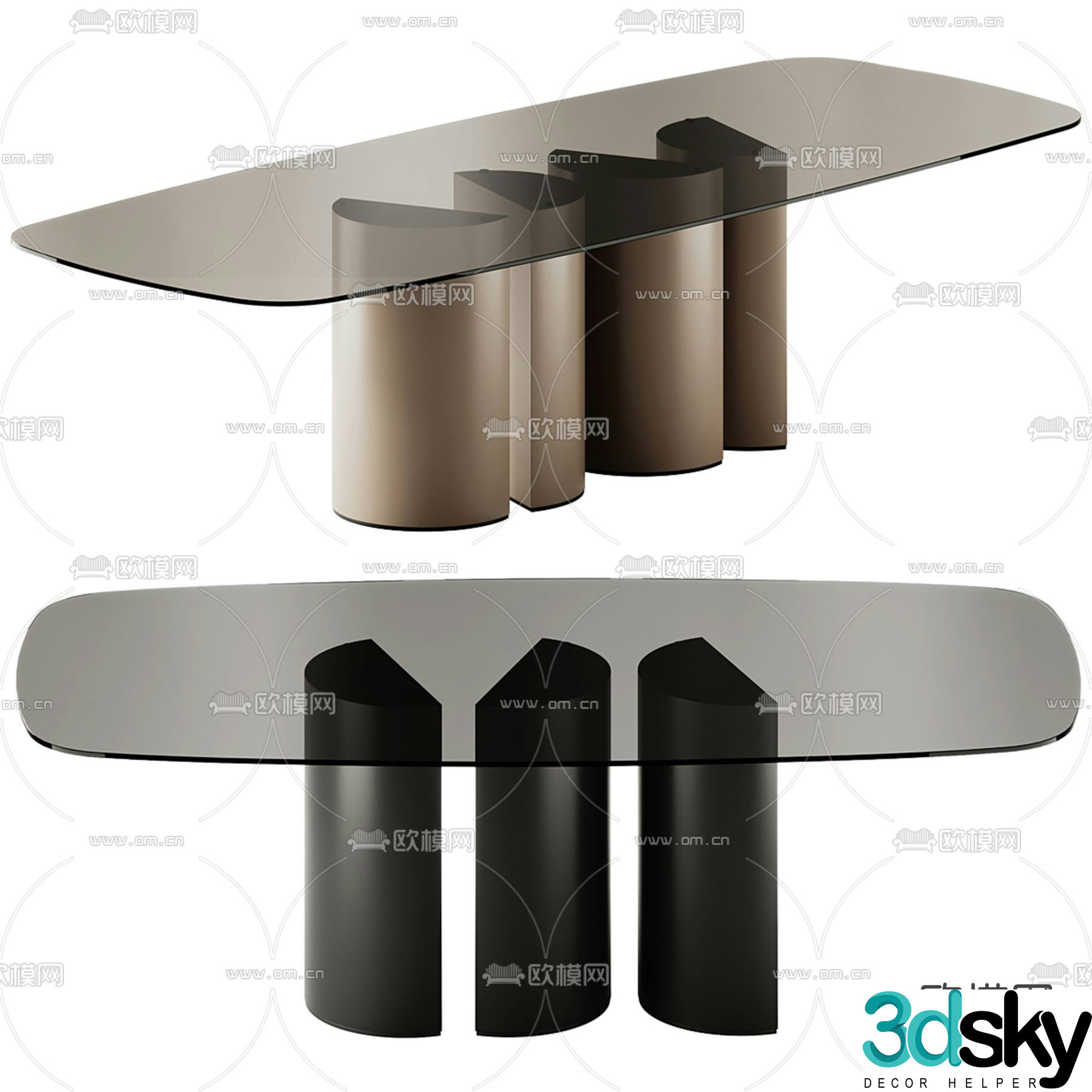 Glass dining table 3d model