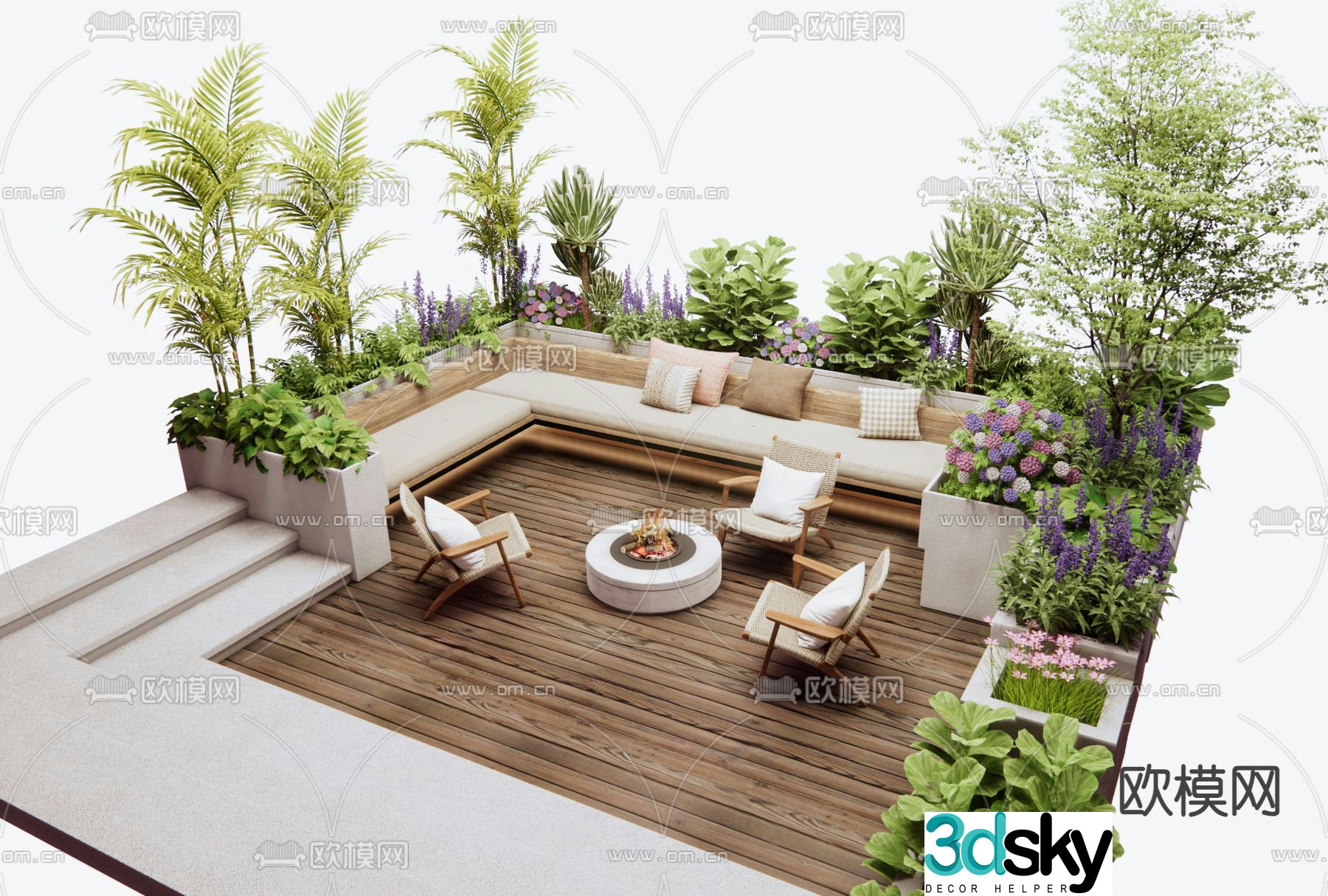 Outdoor sofa sunken sofa 3d model