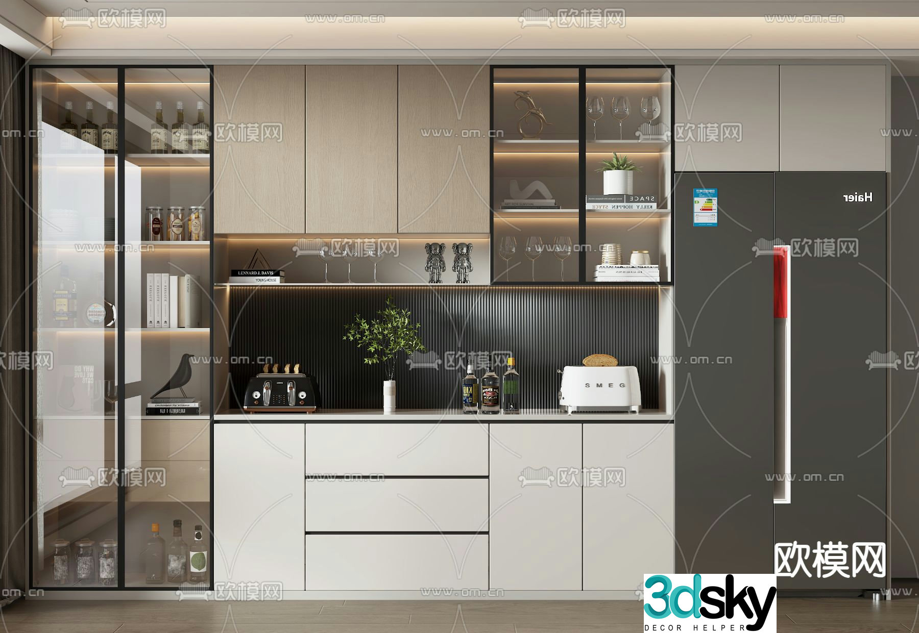 Modern wine cabinet sideboard 3d model