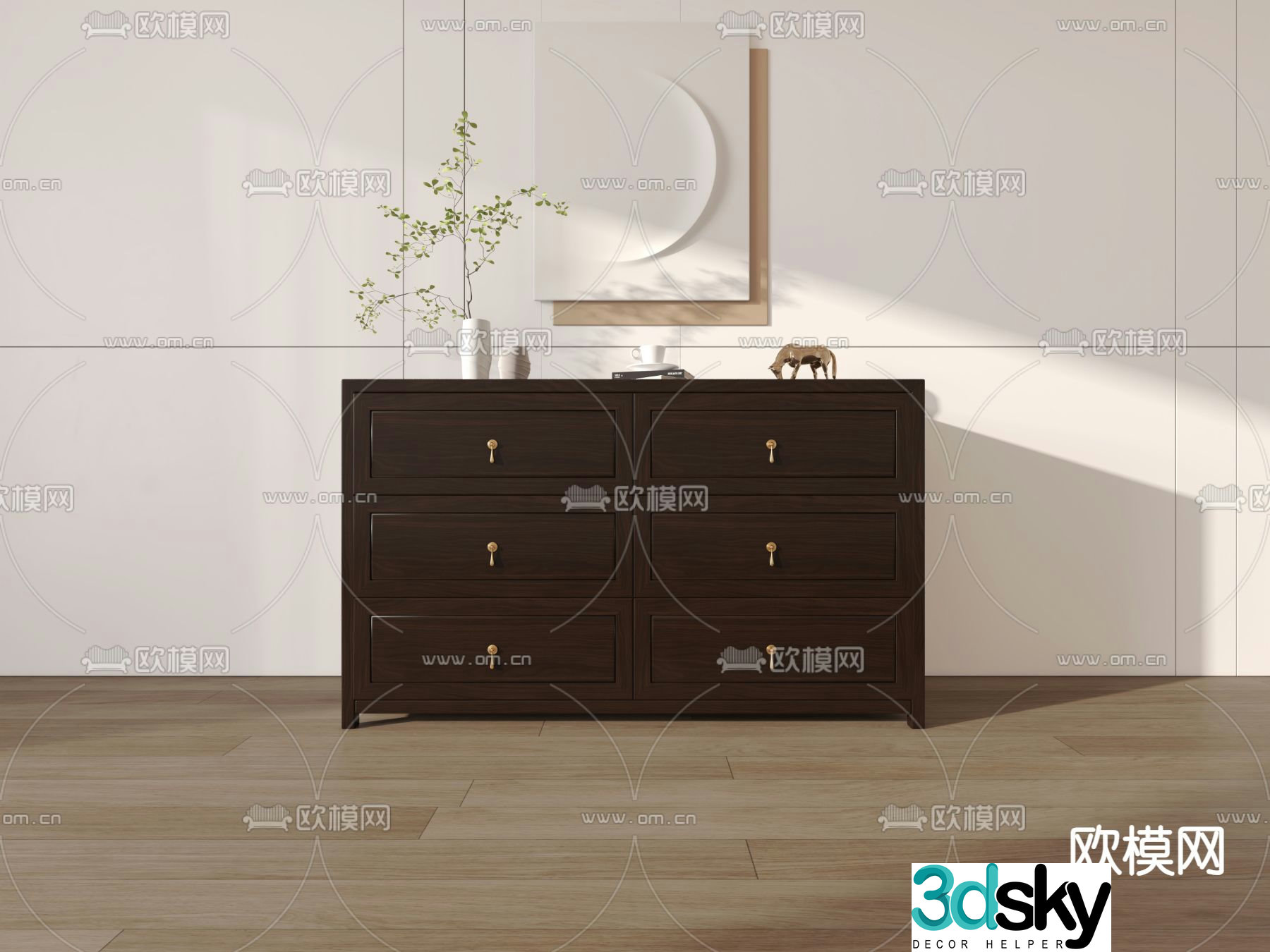 New Chinese side cabinet chest 3d model