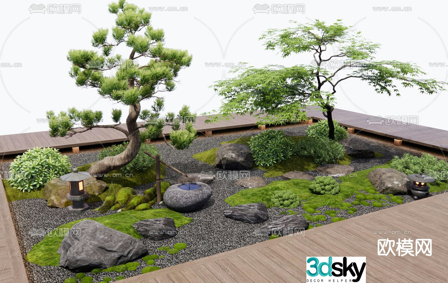 Courtyard sketch dry landscape landscaping 3D model