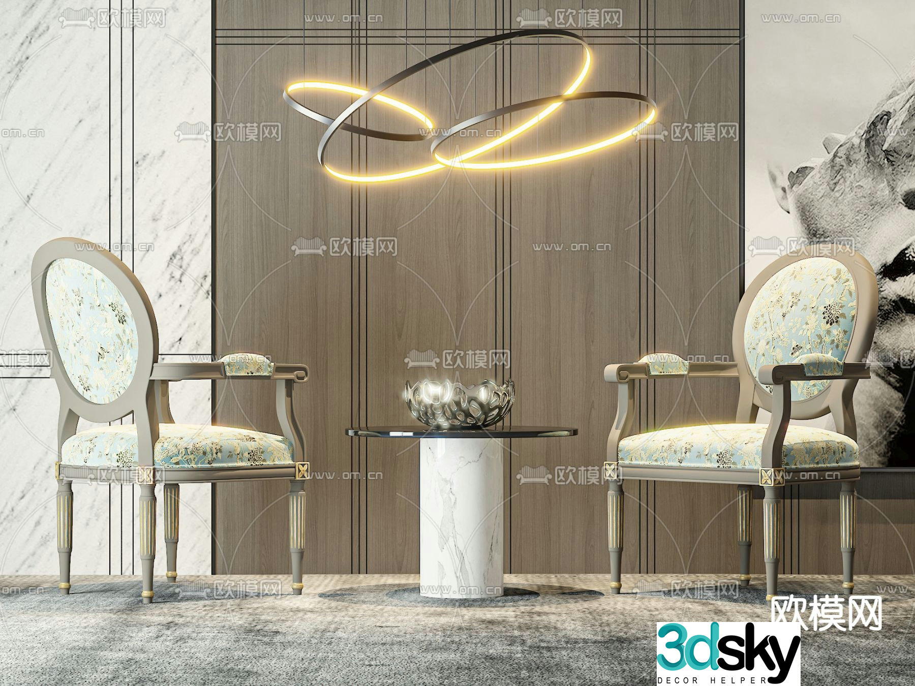 French chair lounge chair 3d model