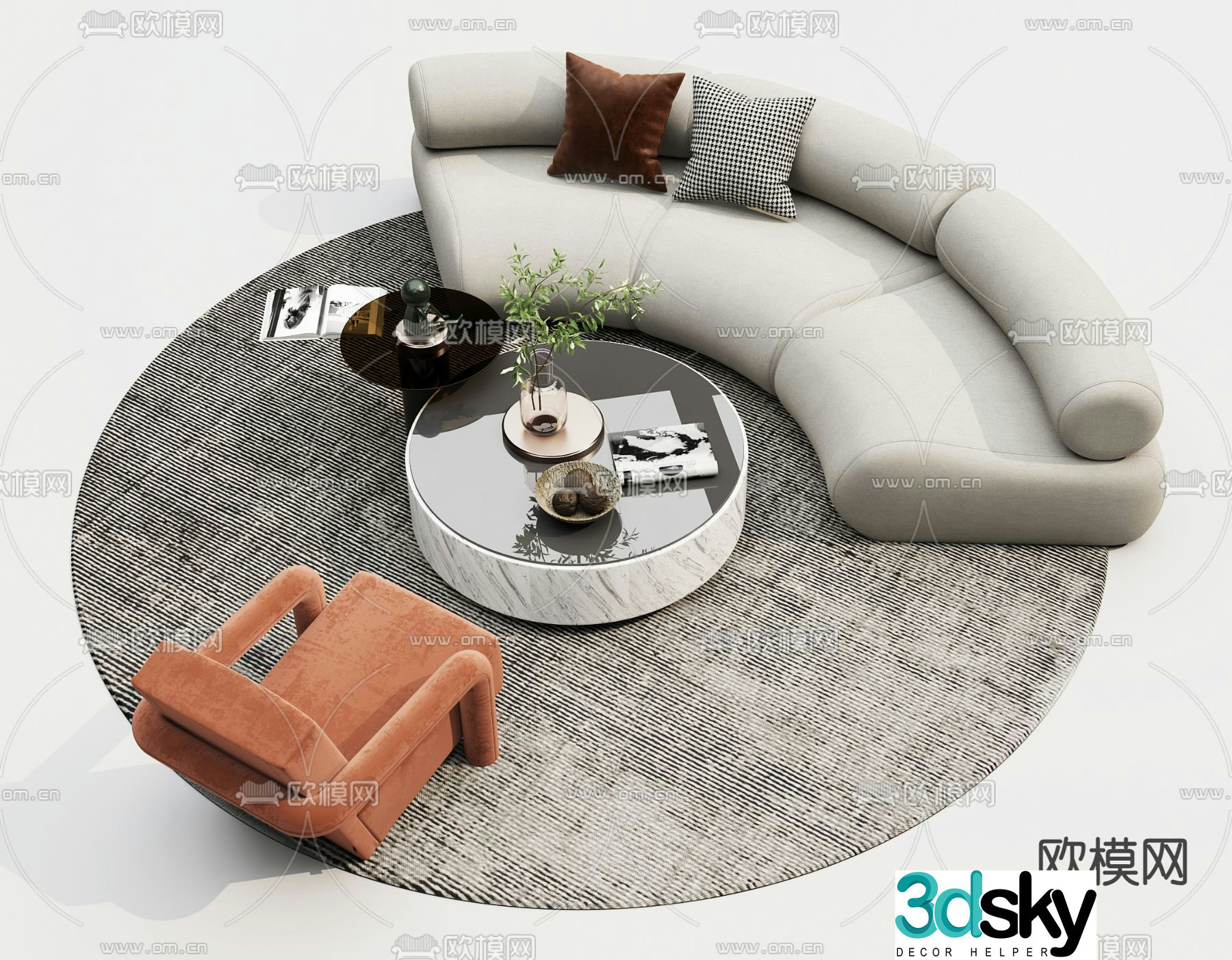 Modular sofa curved sofa 3d model