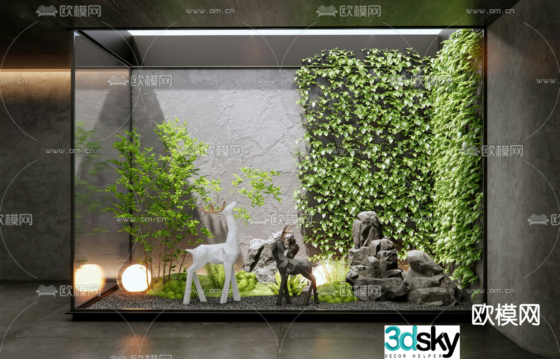 Indoor landscaping plant pile 3d model
