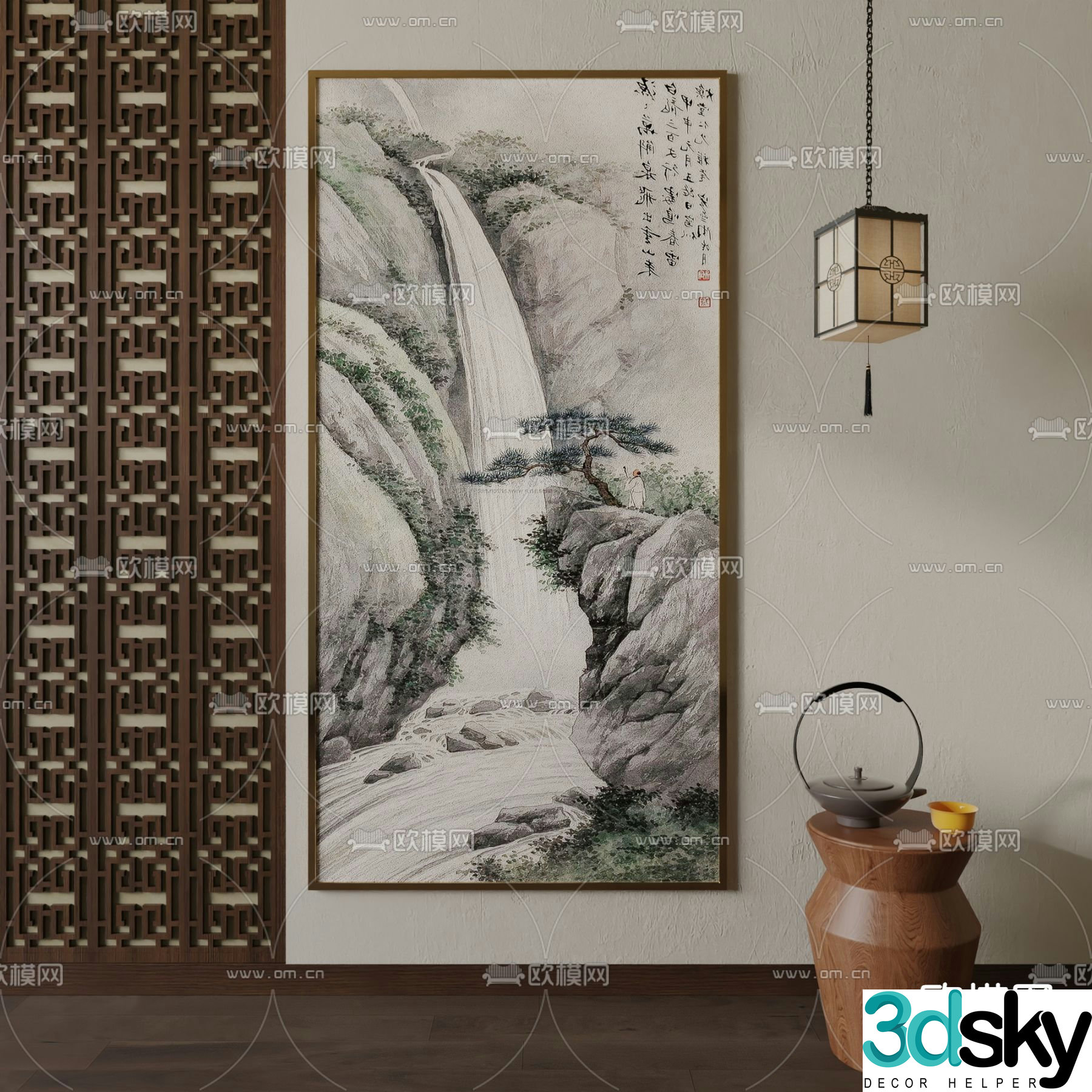 New Chinese landscape painting plant painting decorative painting 3D model