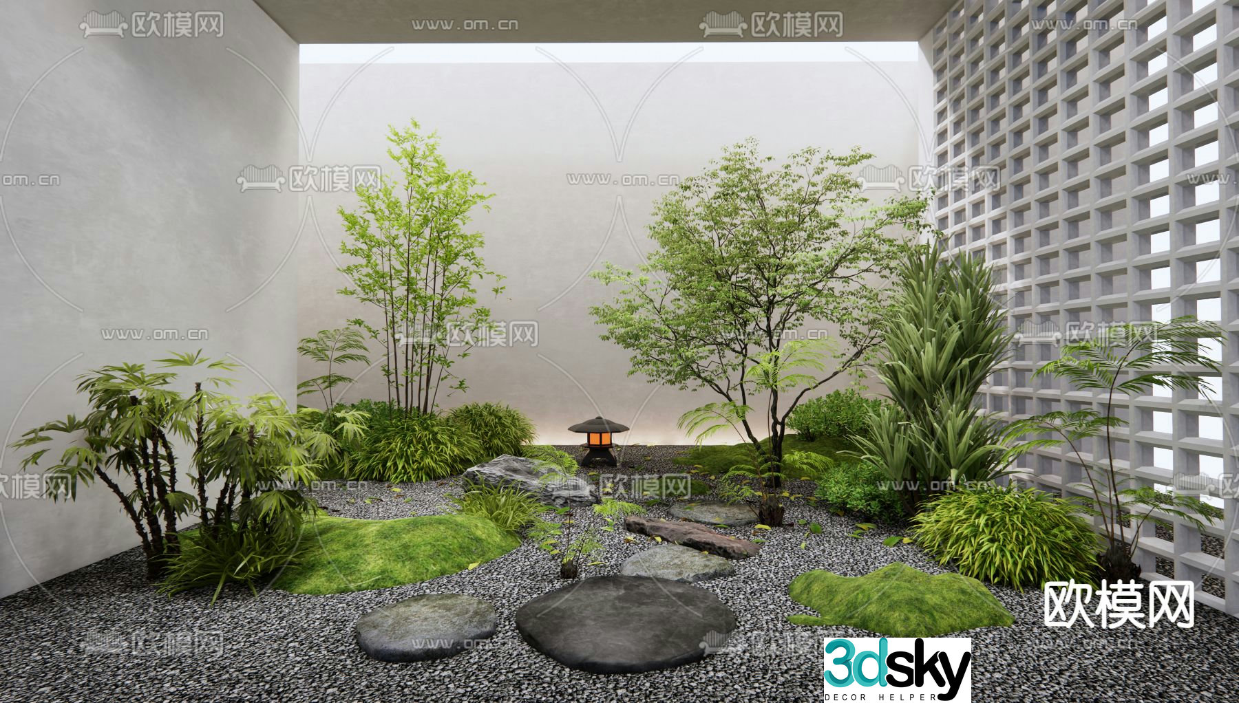 Indoor landscaping plant pile 3d model