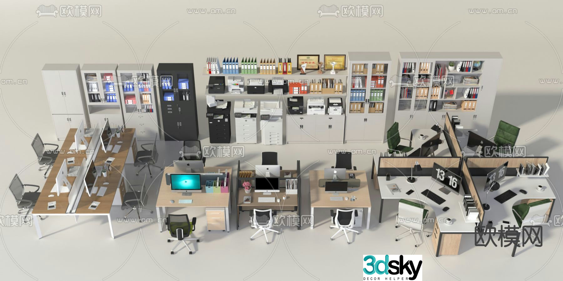 Office desk chair position work station 3D model