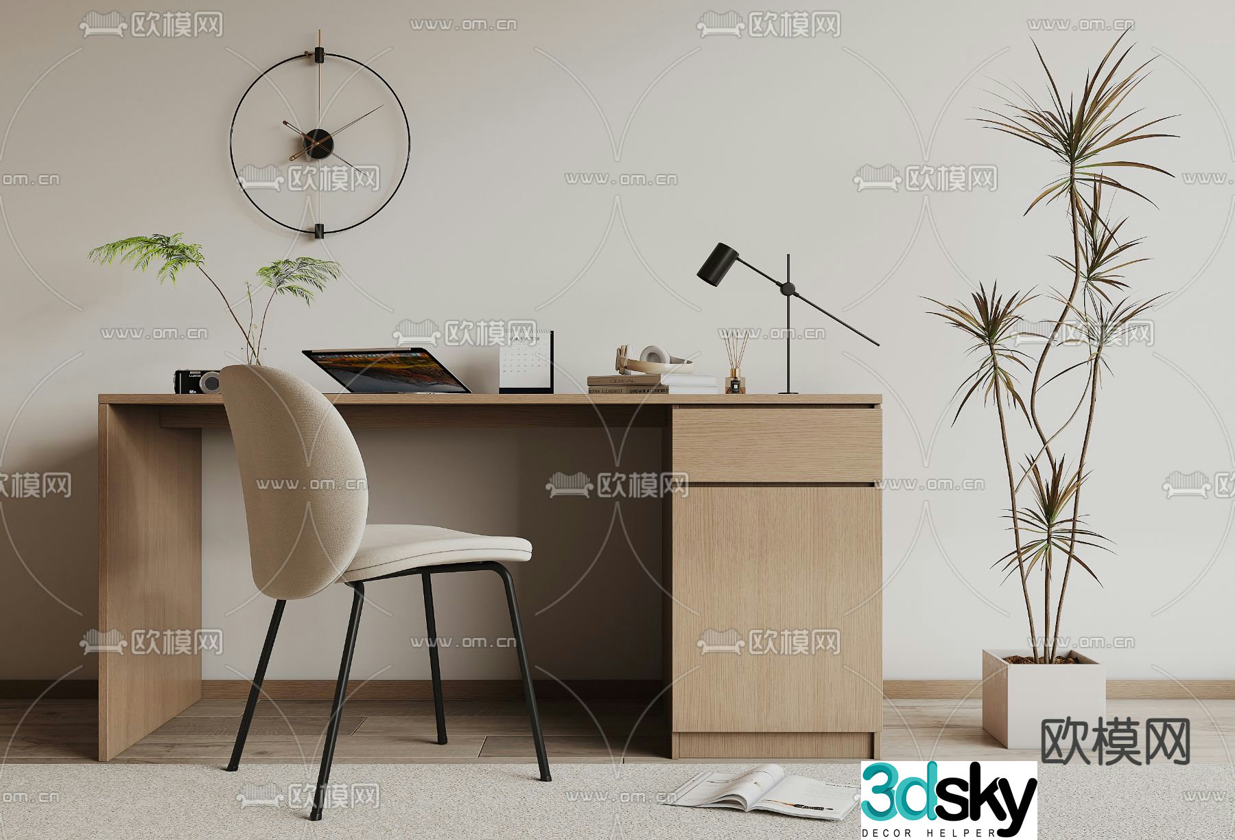 Modern desk writing desk computer desk 3d model