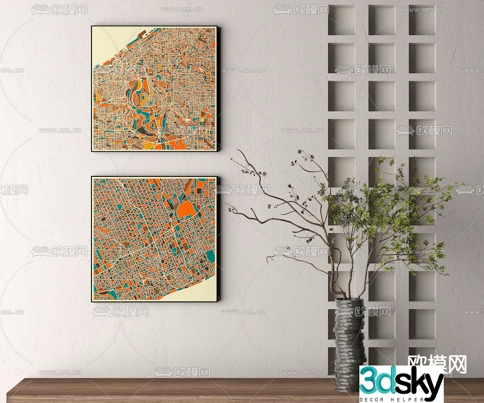 Decorative painting Art painting Abstract painting 3d model