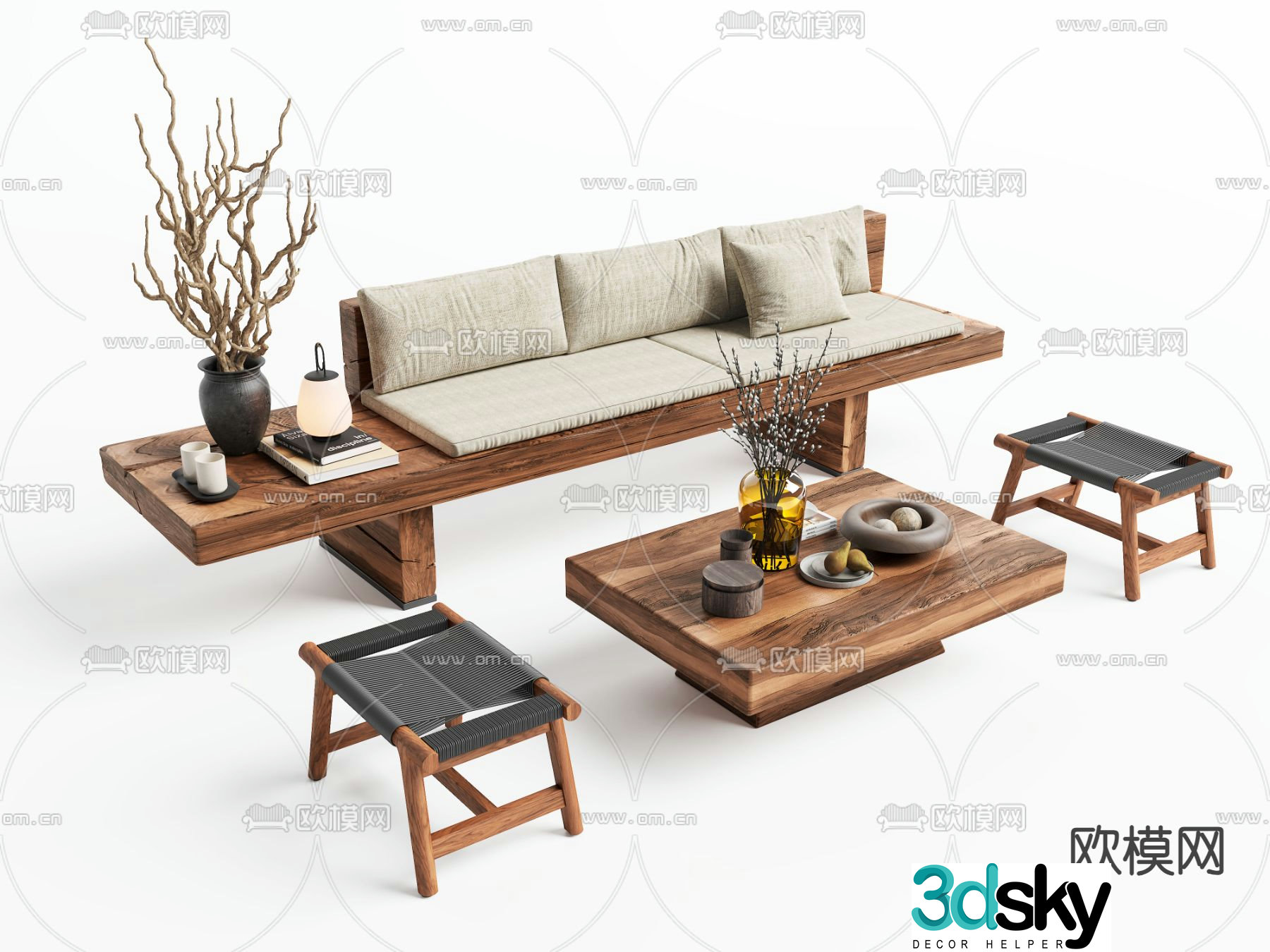 Medieval style modular sofa 3D model