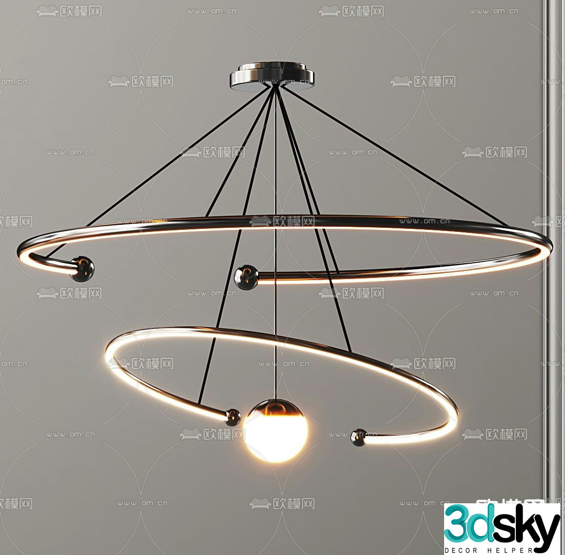 Ring chandelier hall chandelier 3d model