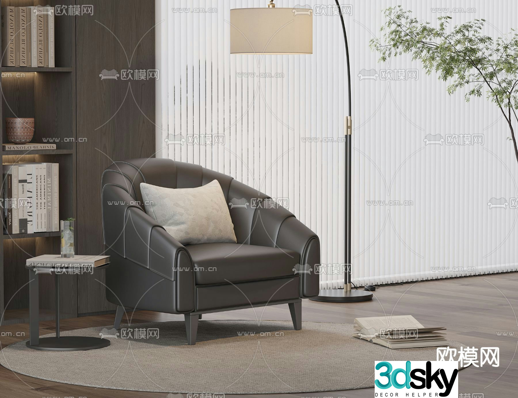 Leather sofa single sofa 3d model