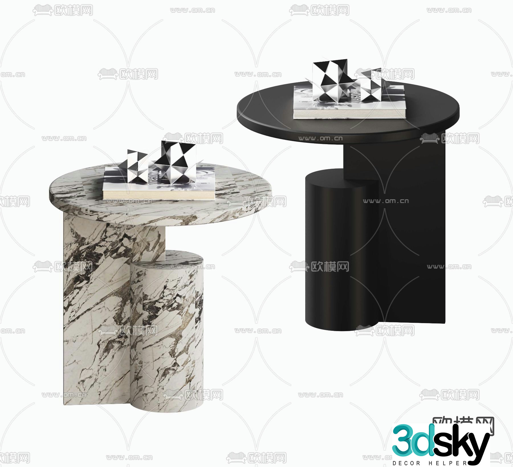 Round table side table angle table 3D model