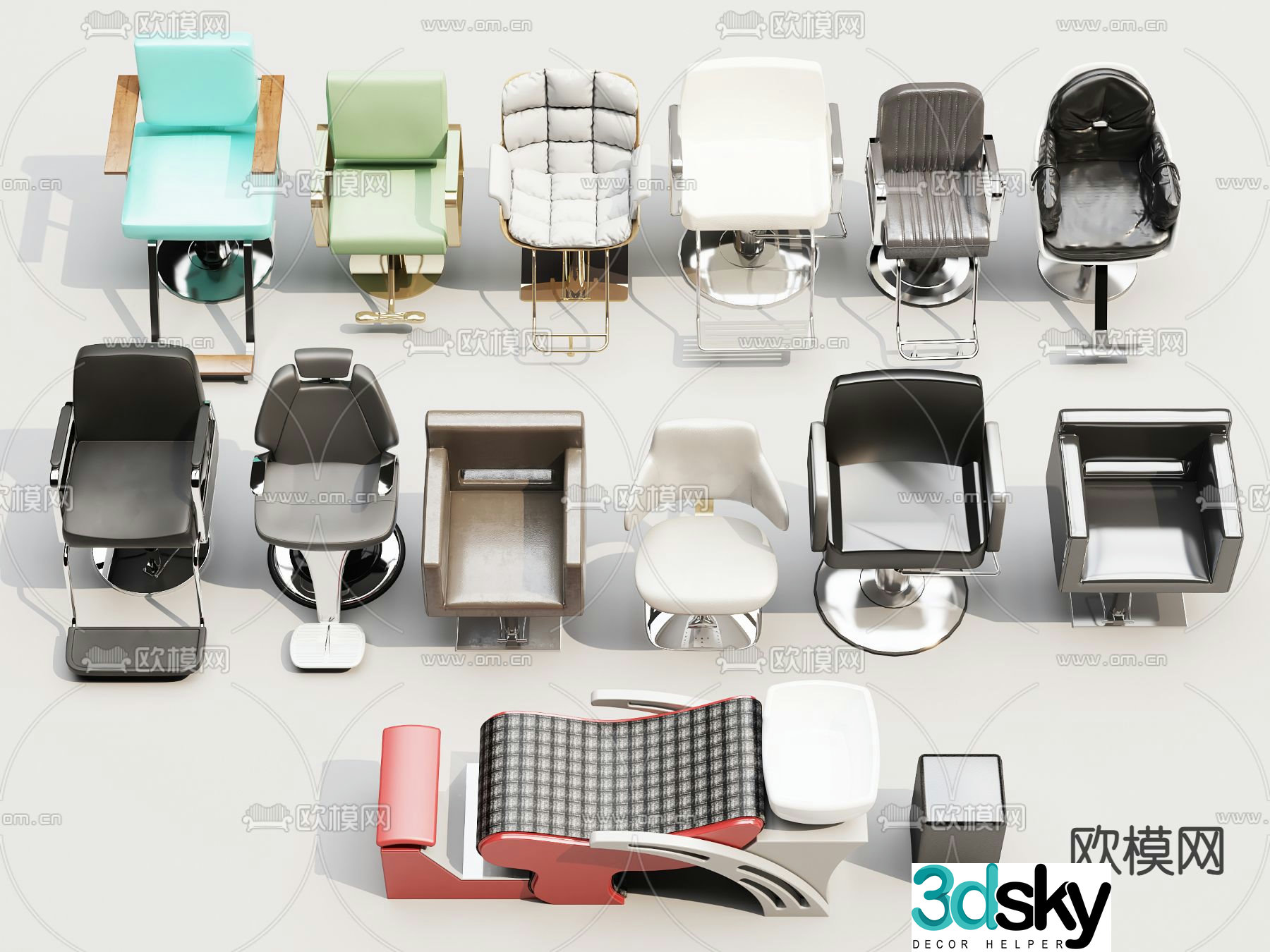 Barber chair shampoo chair 3d model