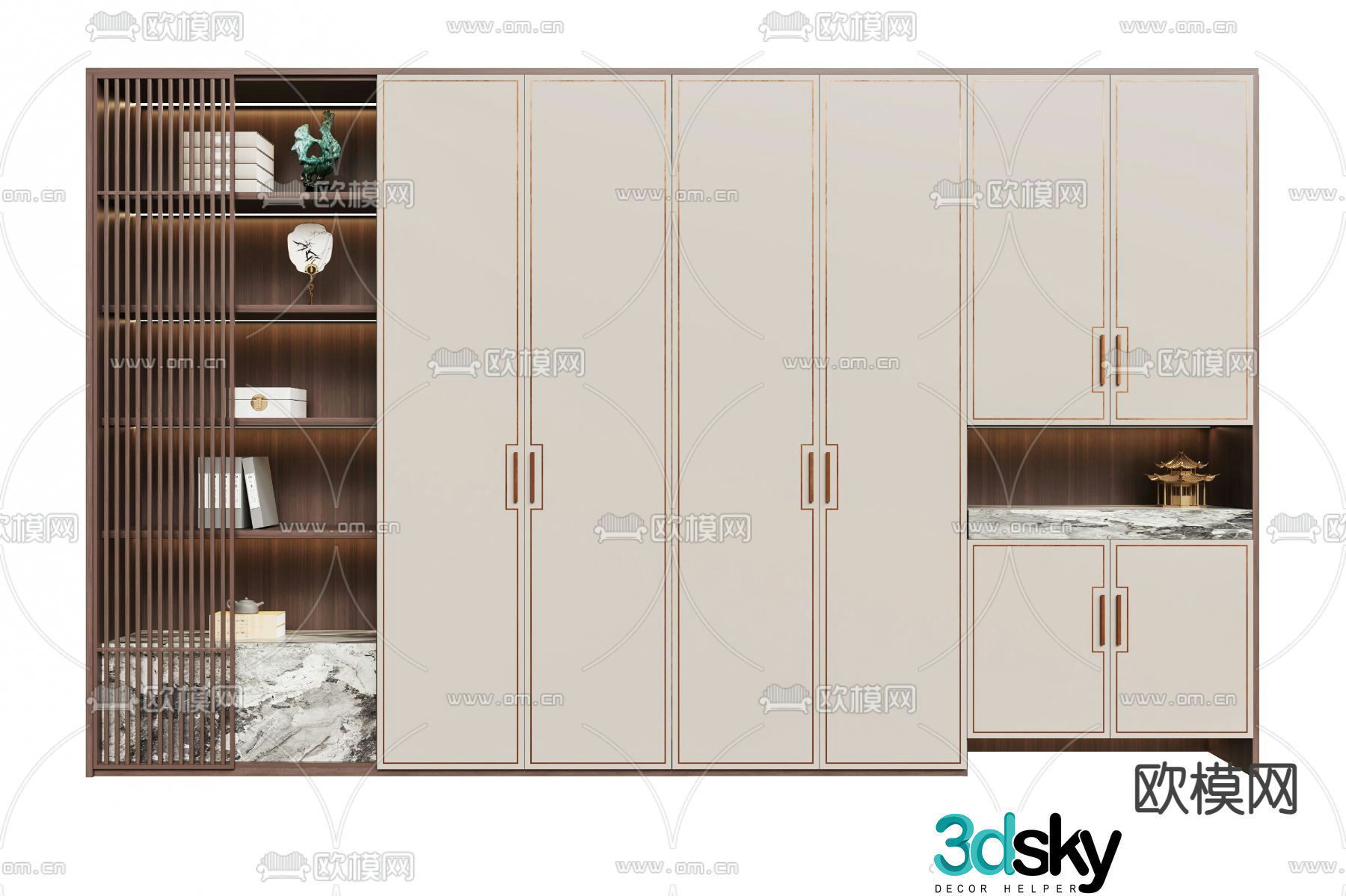 New Chinese style shoe cabinet 3d model