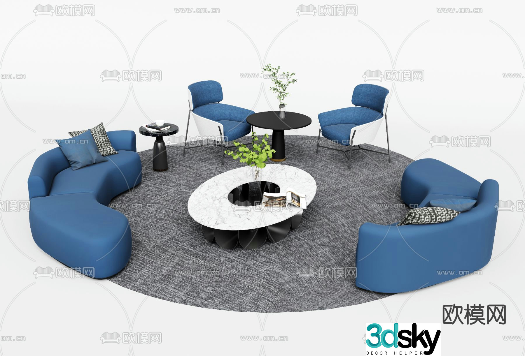 Public sofa lobby sofa 3d model