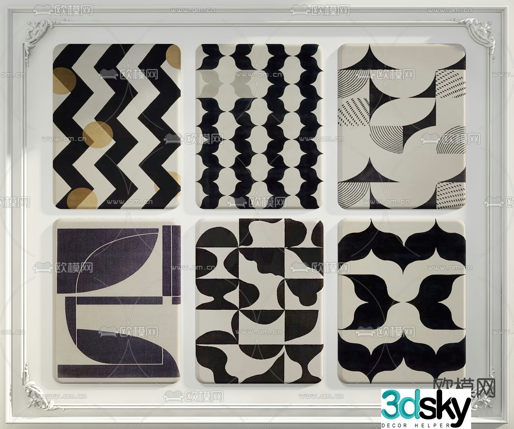 Black and white carpet Square carpet 3d model