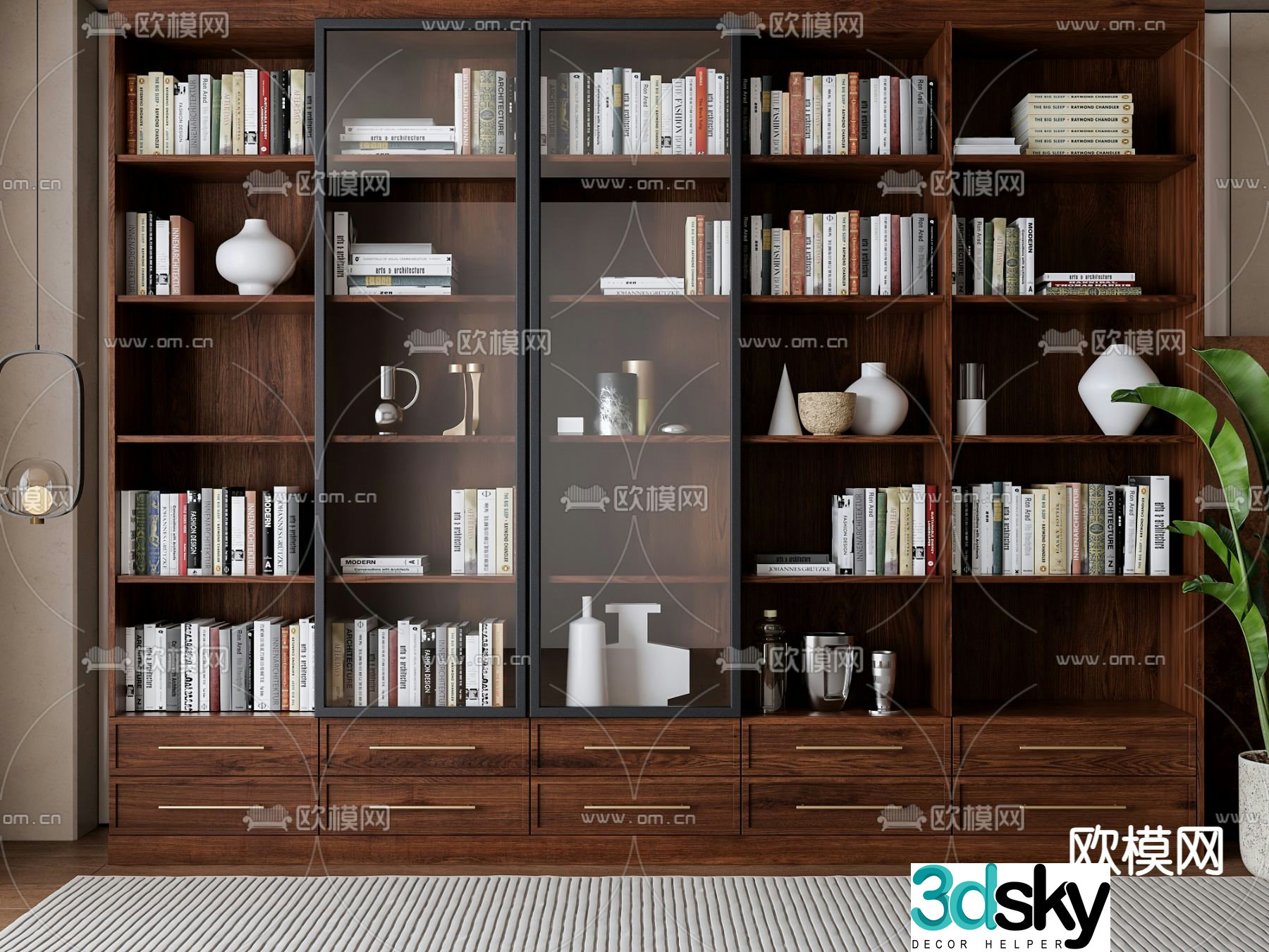 Wabi-sabi bookcase display cabinet 3d model
