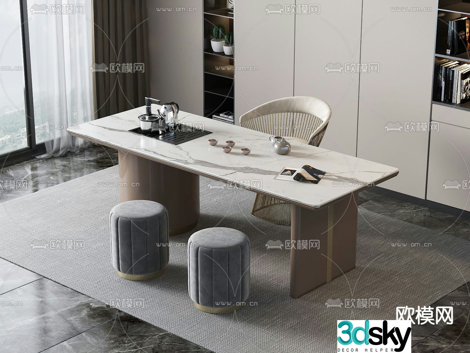 Light luxury tea table tea table 3d model