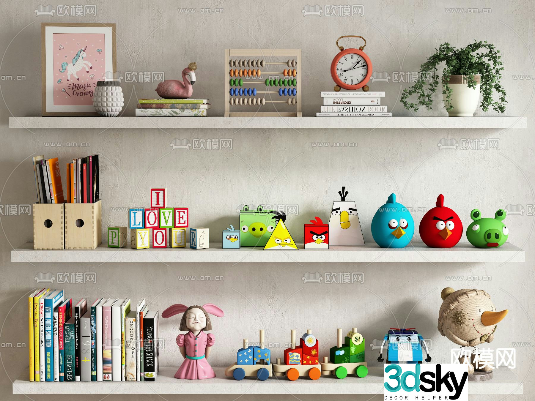 Children’s decorations ornaments toys books 3d model