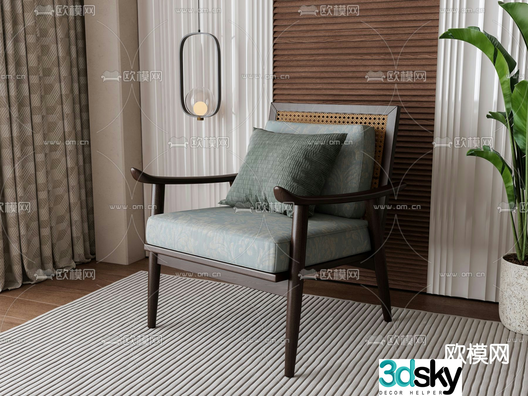 New Chinese style chair leisure chair 3d model