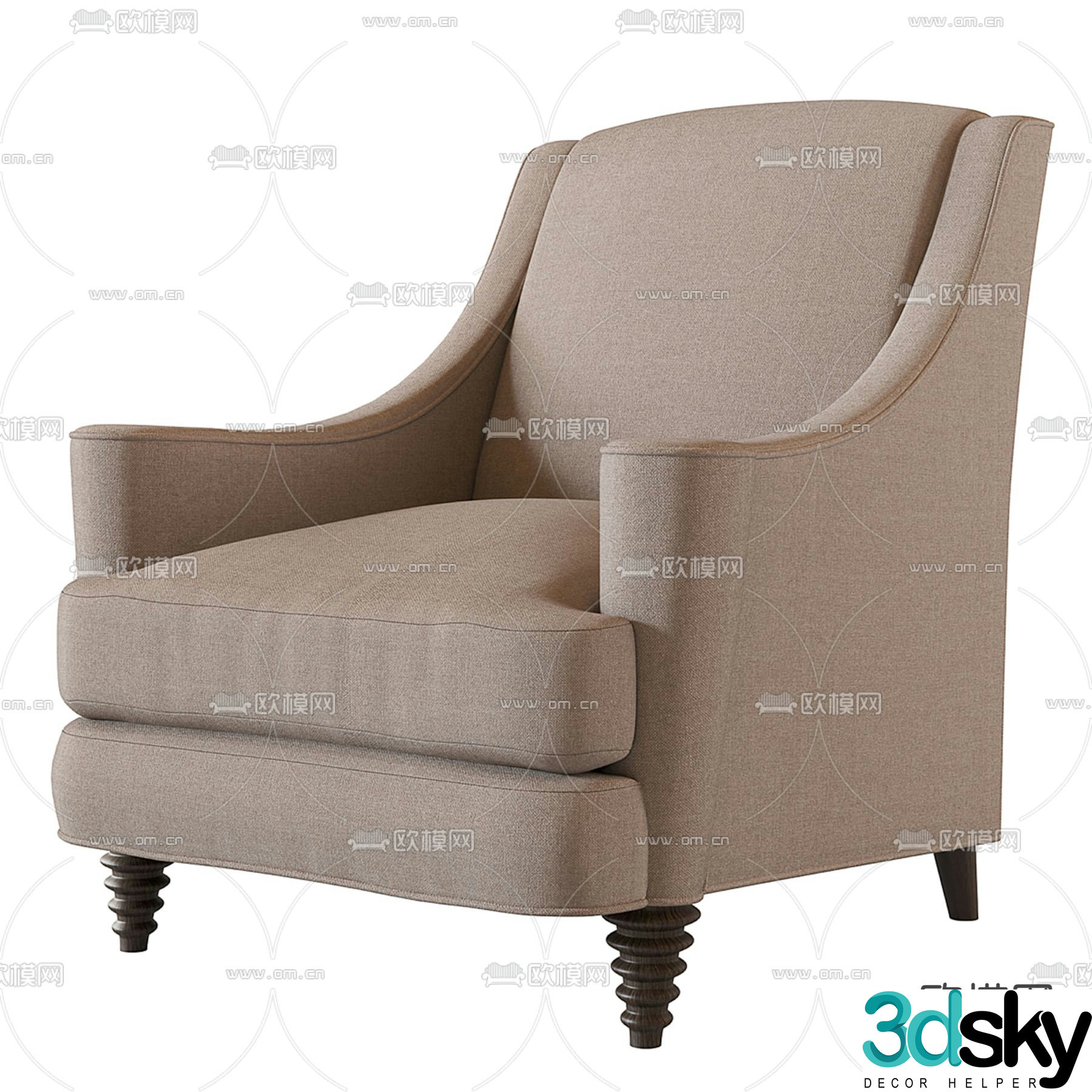 Simple European single sofa 3d model