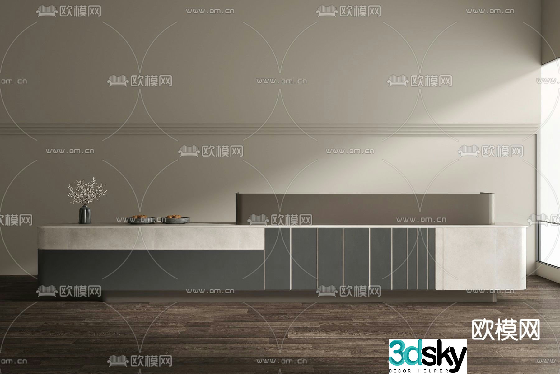 Front desk service desk reception desk 3d model