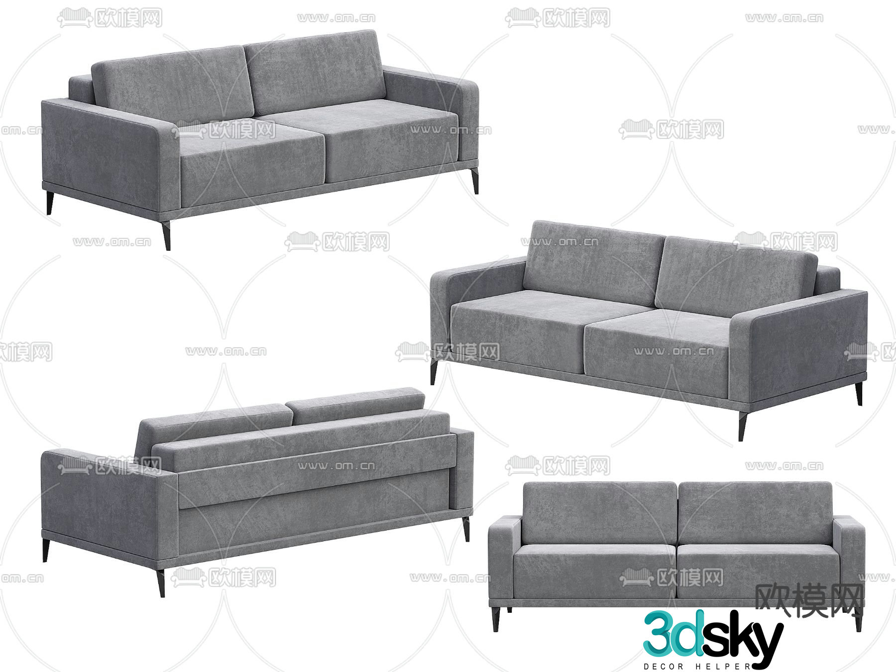 Double sofa soft sofa 3d model