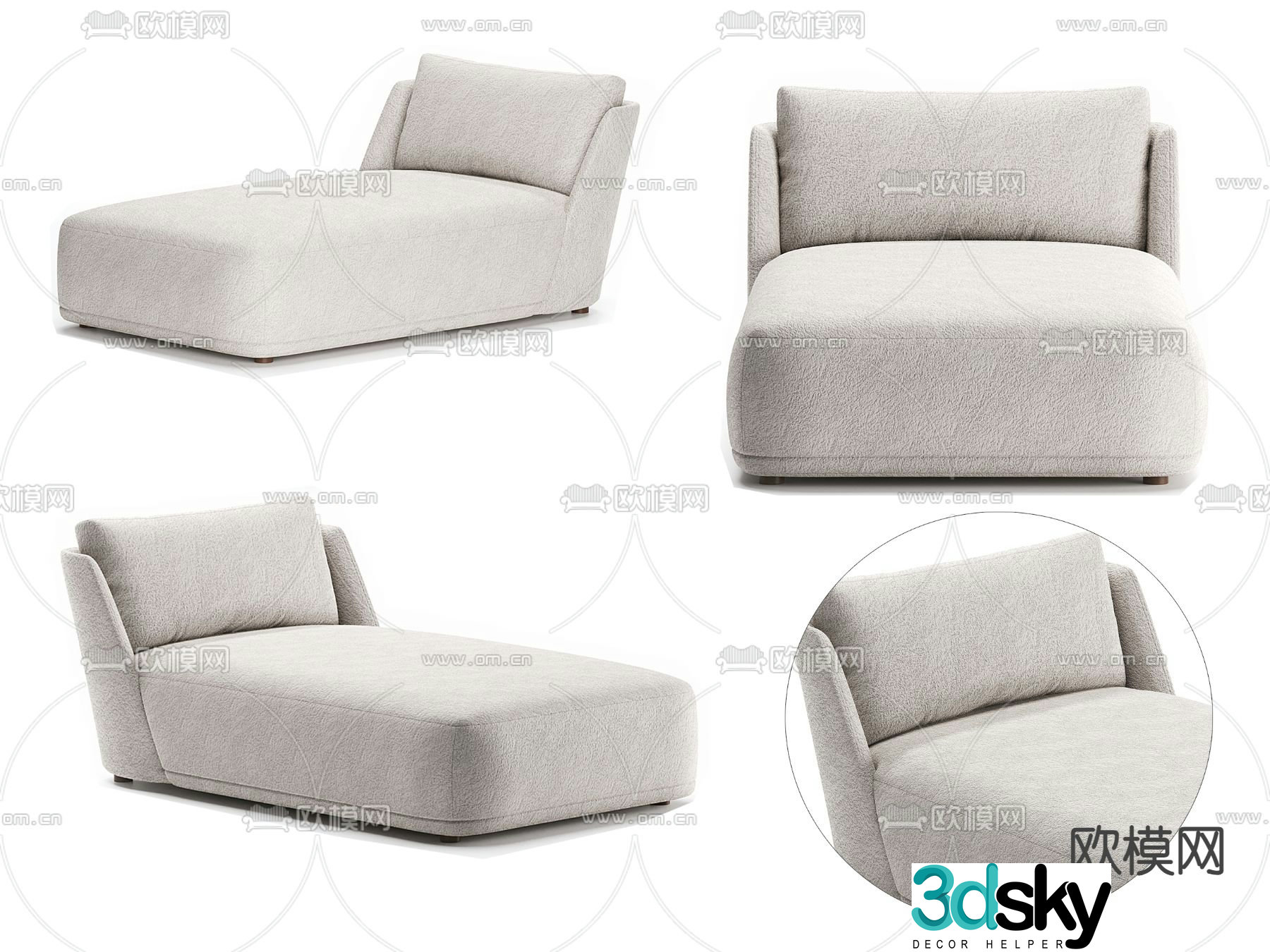 Chaise longue beauty collapse 3d model