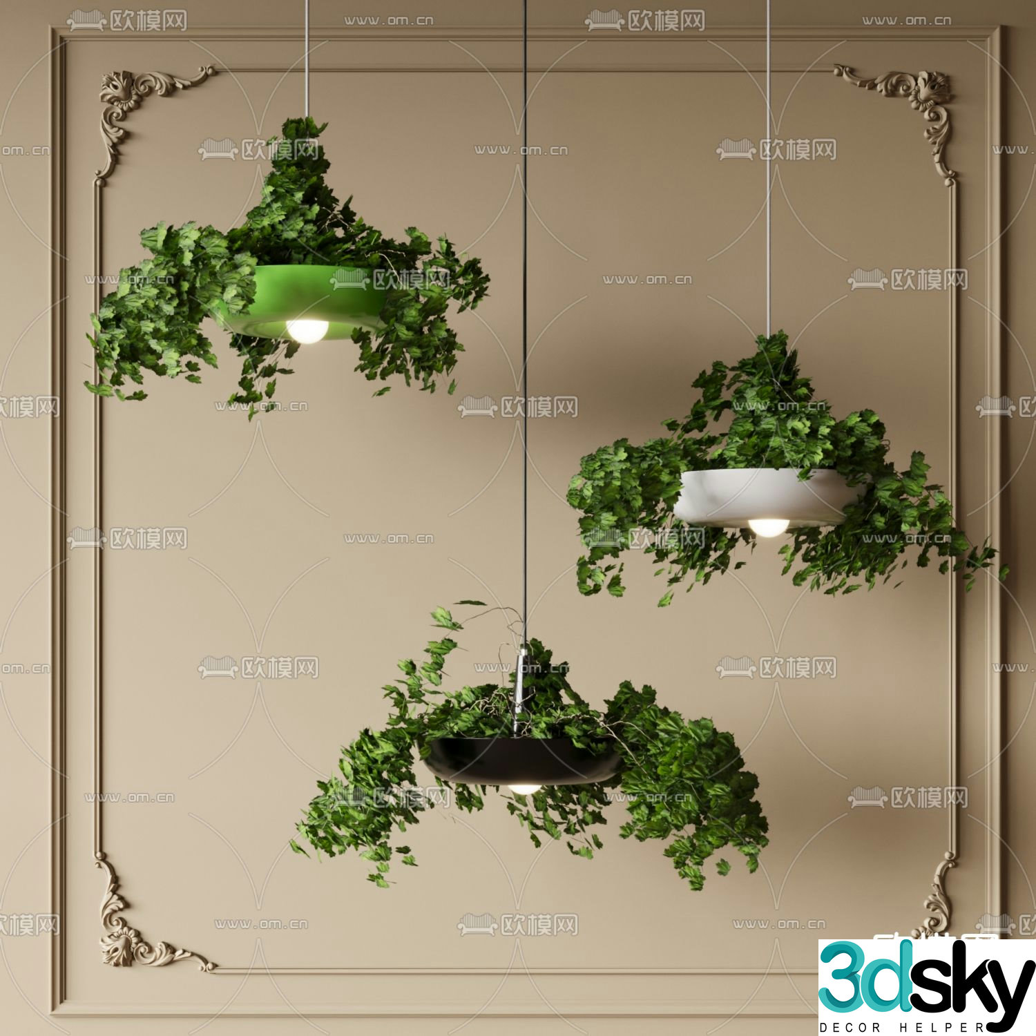 Plant chandelier hanging basket decorative lamp 3d model