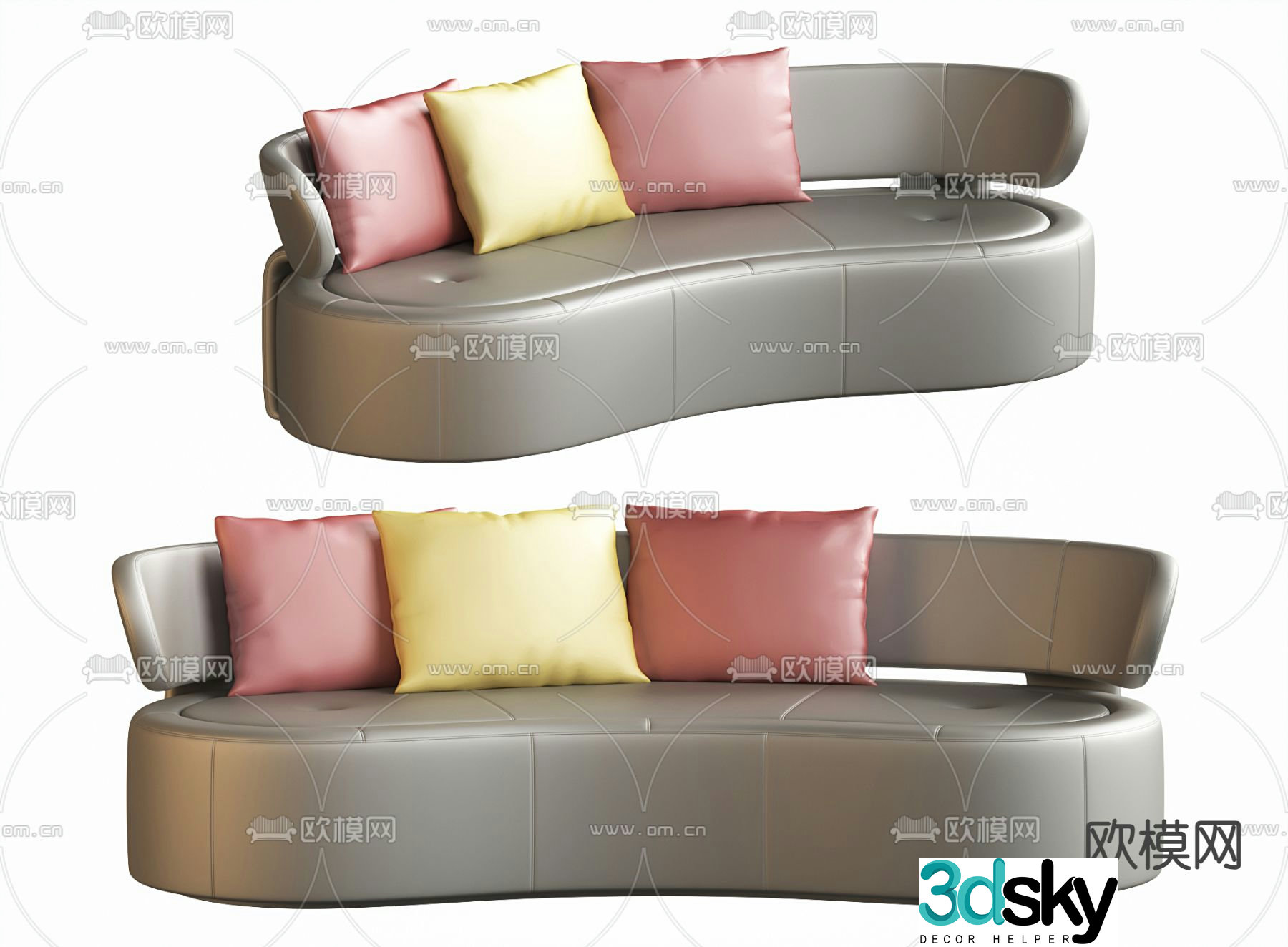 Special-shaped sofa curved sofa leather sofa 3d model