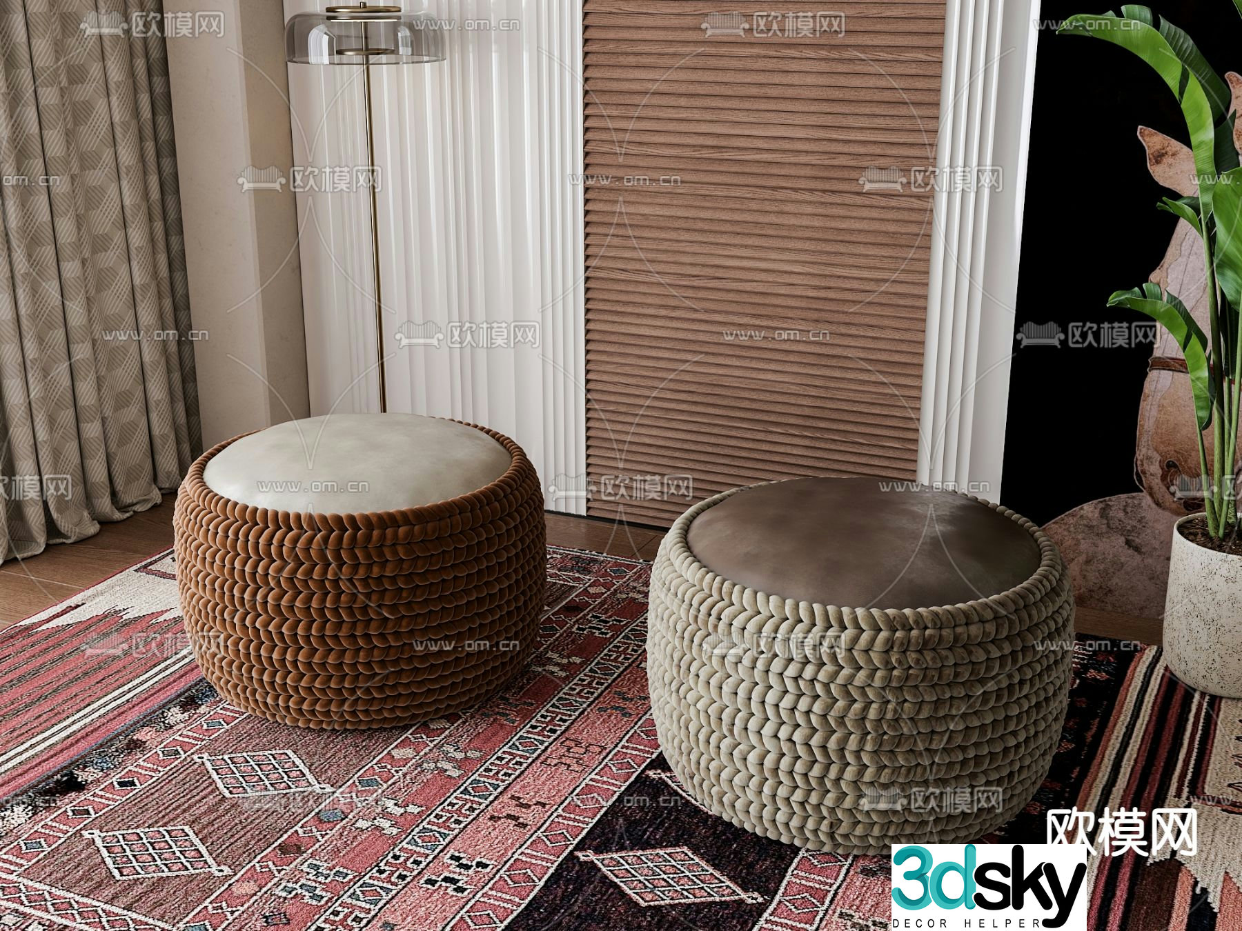 Wabi-sabi stool sofa stool low stool 3d model