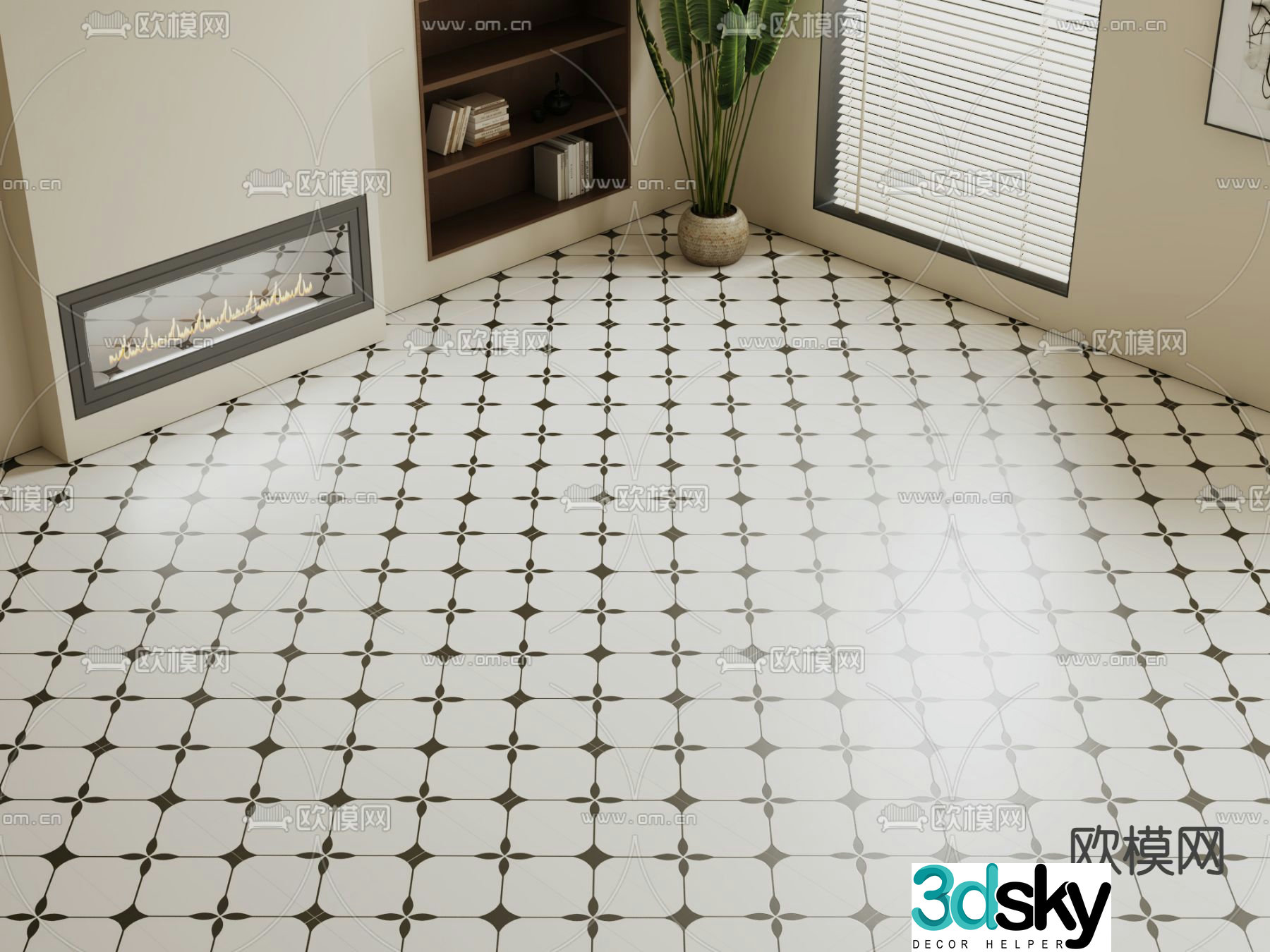 Medieval style floor tiles ceramic tiles 3d model