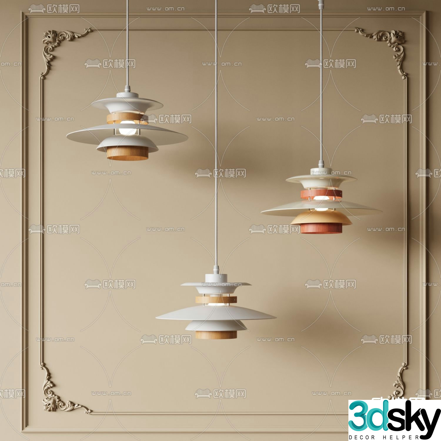 Nordic small chandelier 3d model