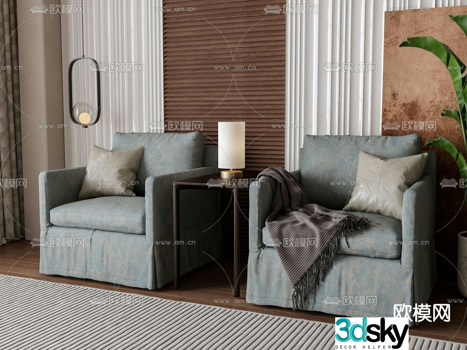 American single sofa 3d model