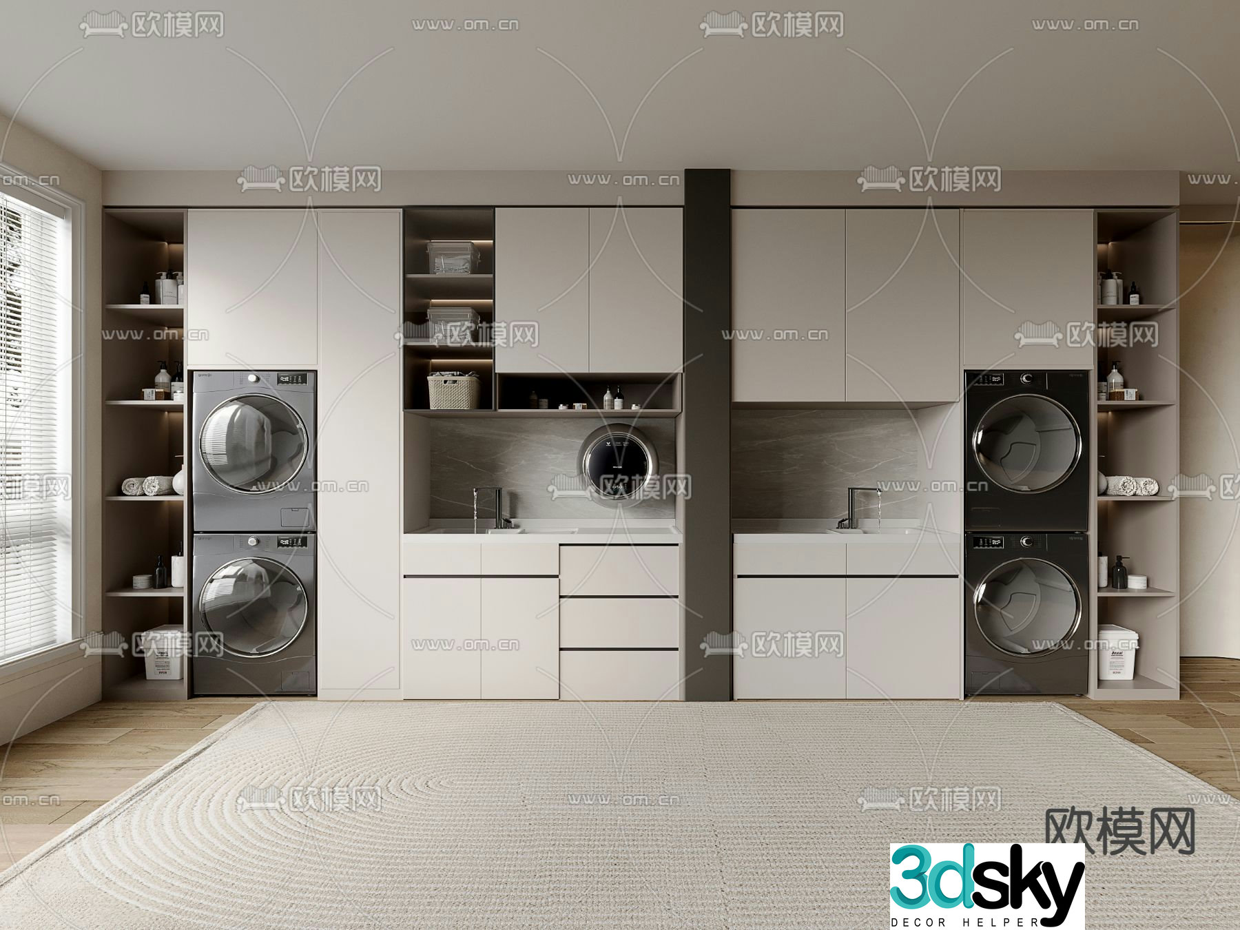 Balcony cabinet washing machine cabinet 3d model
